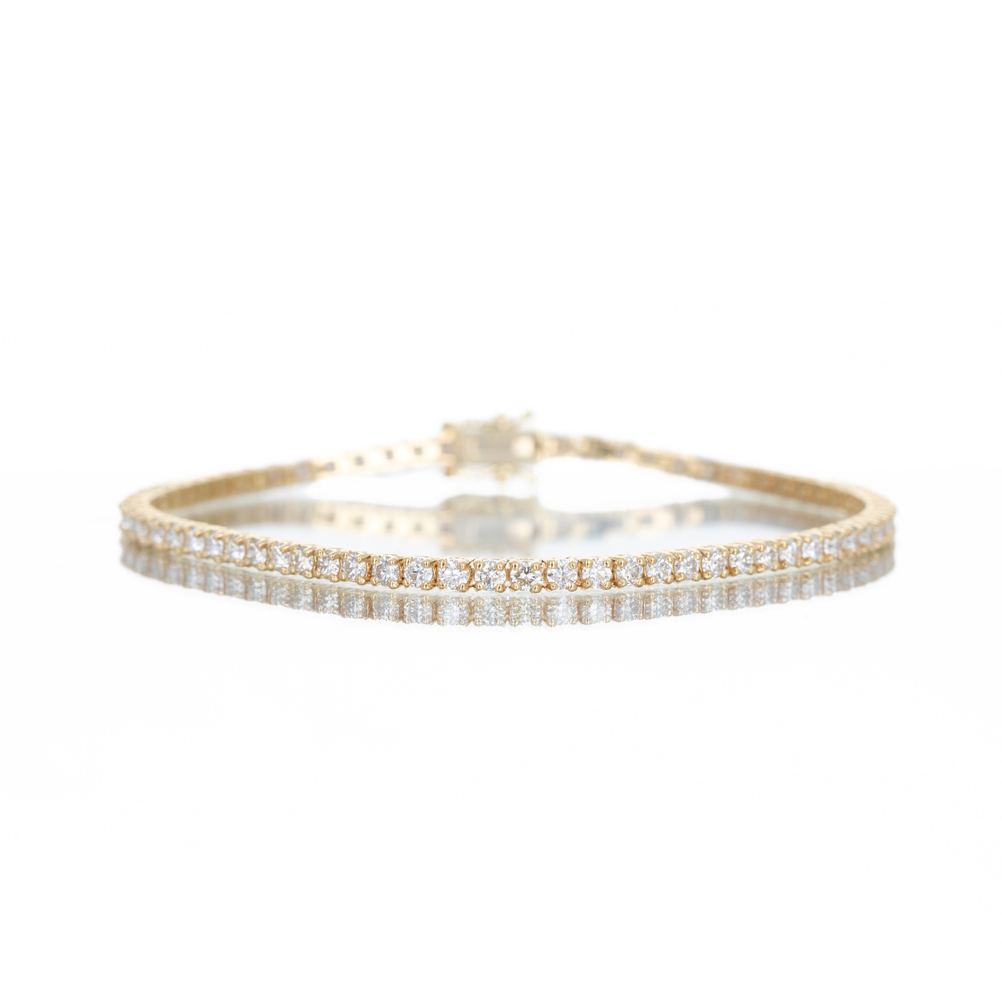 14K Yellow Gold 3.45 Carat Round Diamond Tennis Bracelet - Queen May