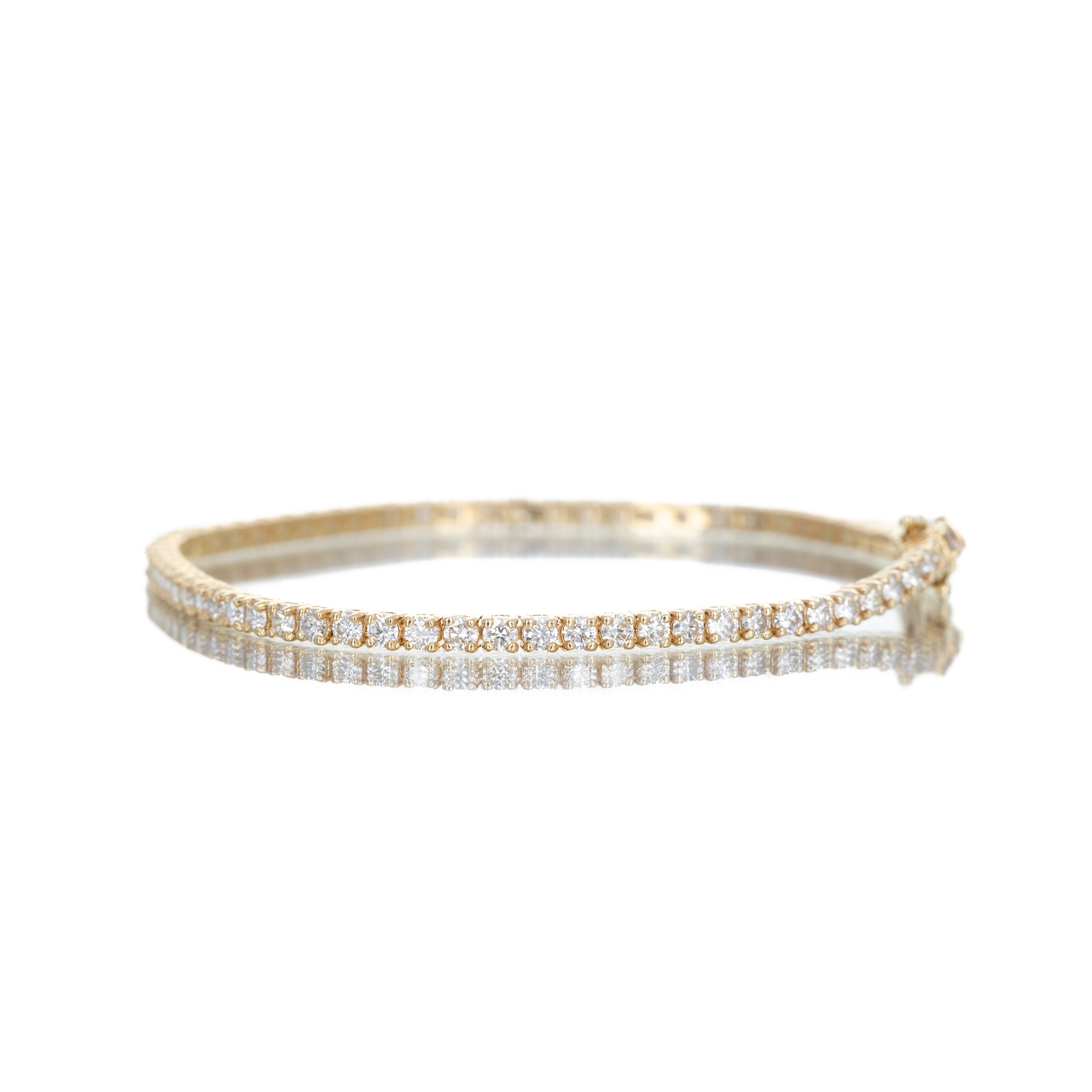 14K Yellow Gold 3.45 Carat Round Diamond Tennis Bracelet - Queen May