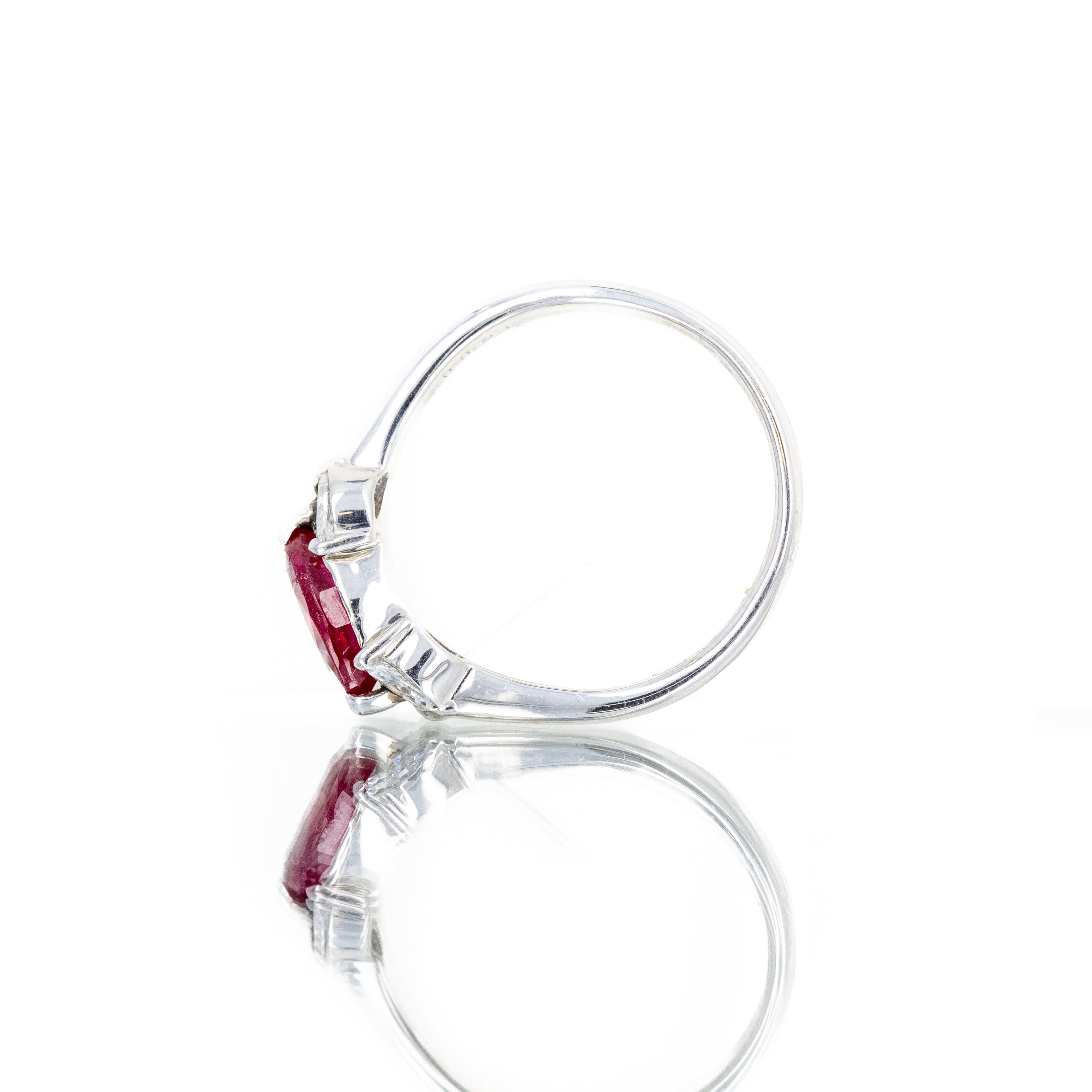Platinum 1.02 Carat Marquise Ruby Diamond Ring - Queen May