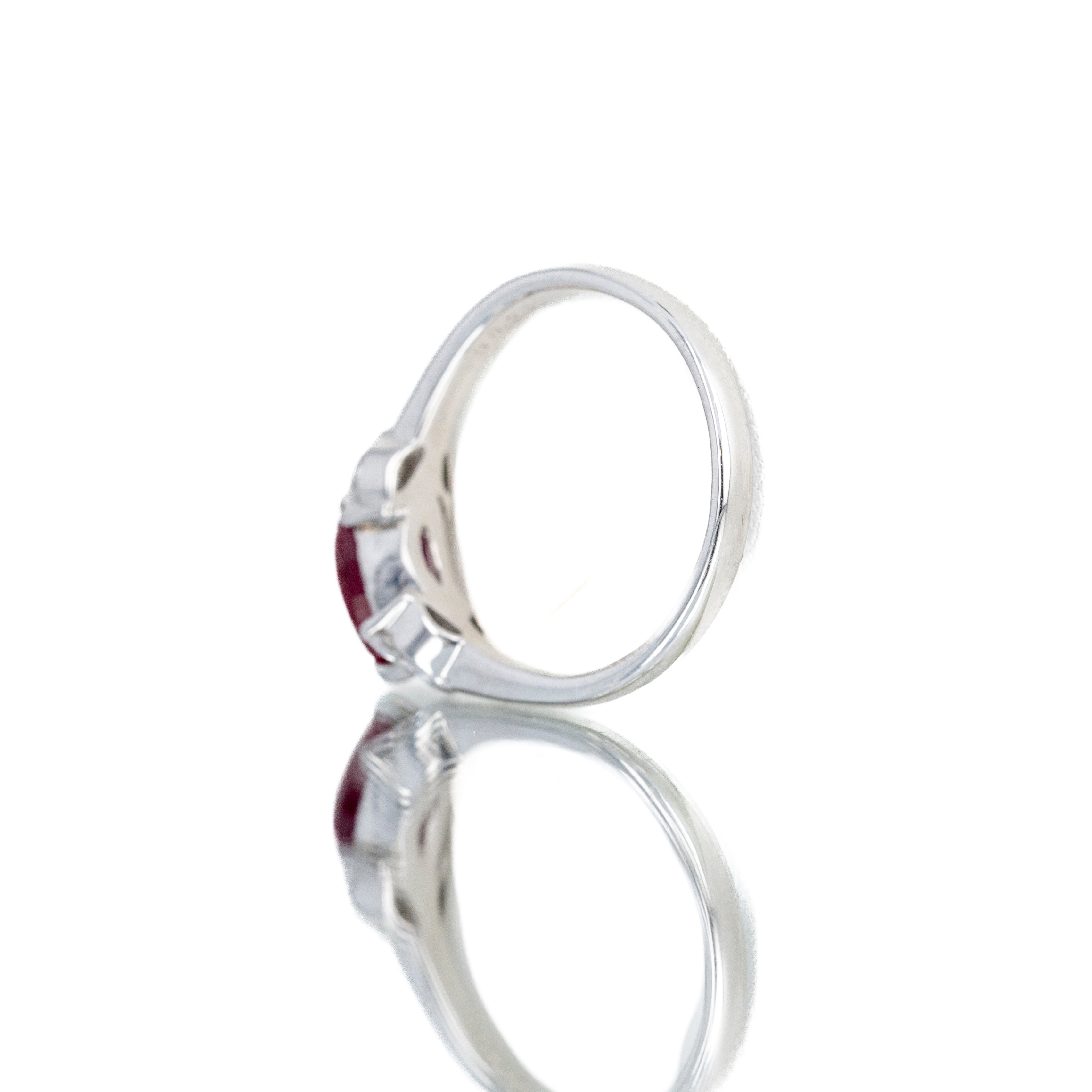 Platinum 1.02 Carat Marquise Ruby Diamond Ring - Queen May