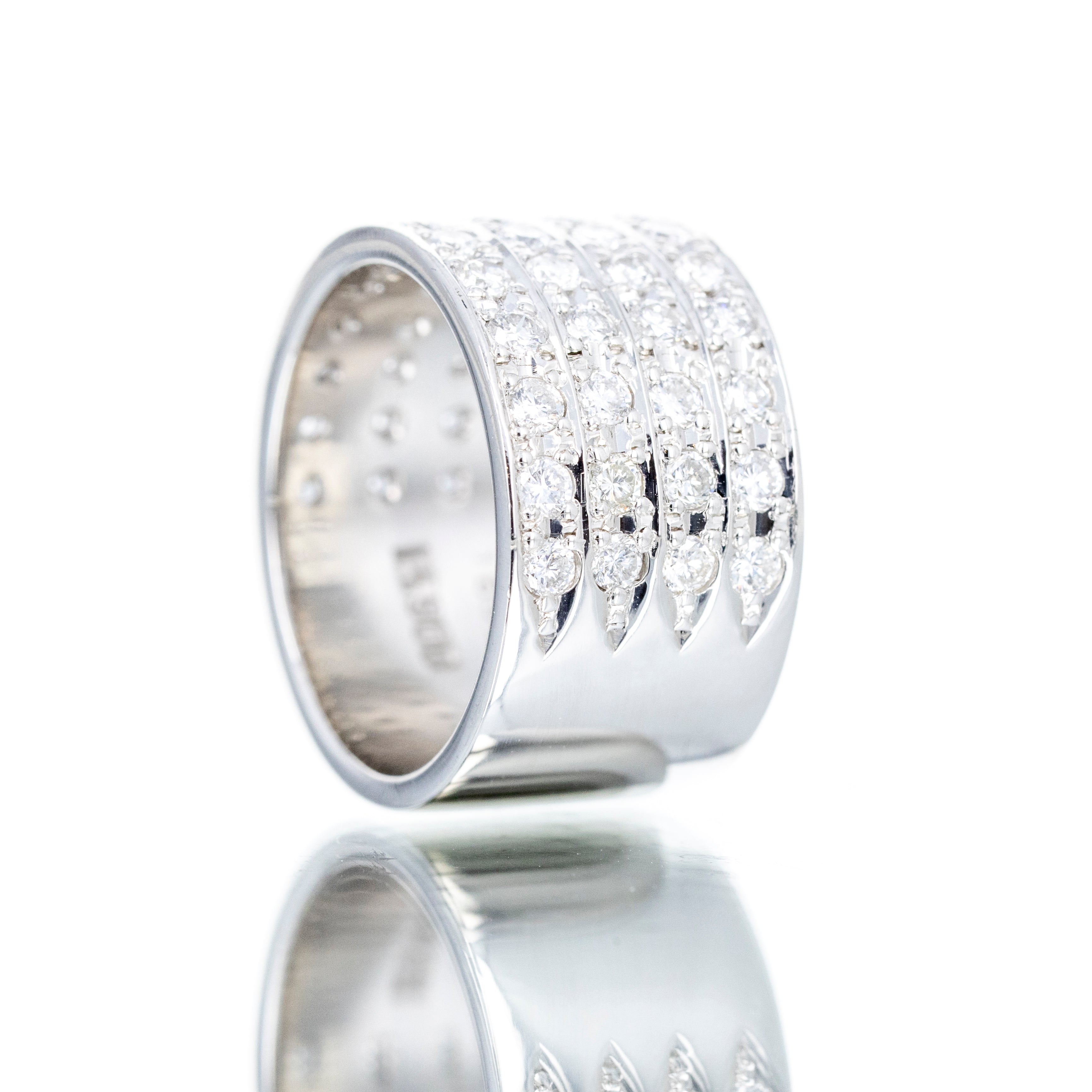 Platinum 1.65 Carat Round Diamond Pave Cigar Band - Queen May