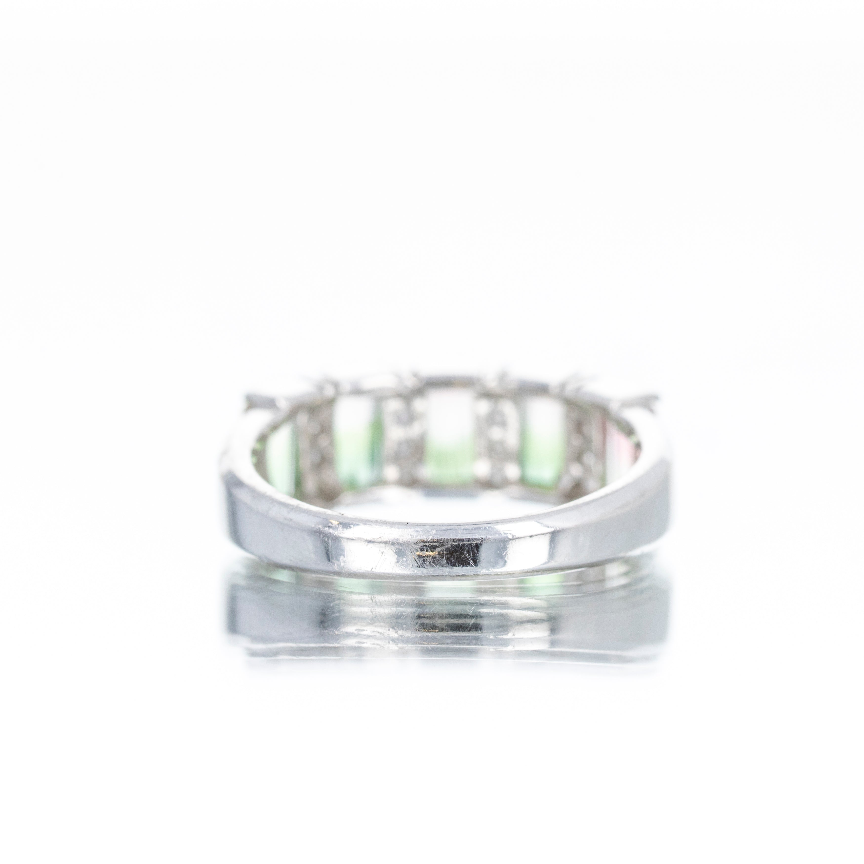 Platinum Watermelon Tourmaline Diamond Five Stone Ring - Queen May