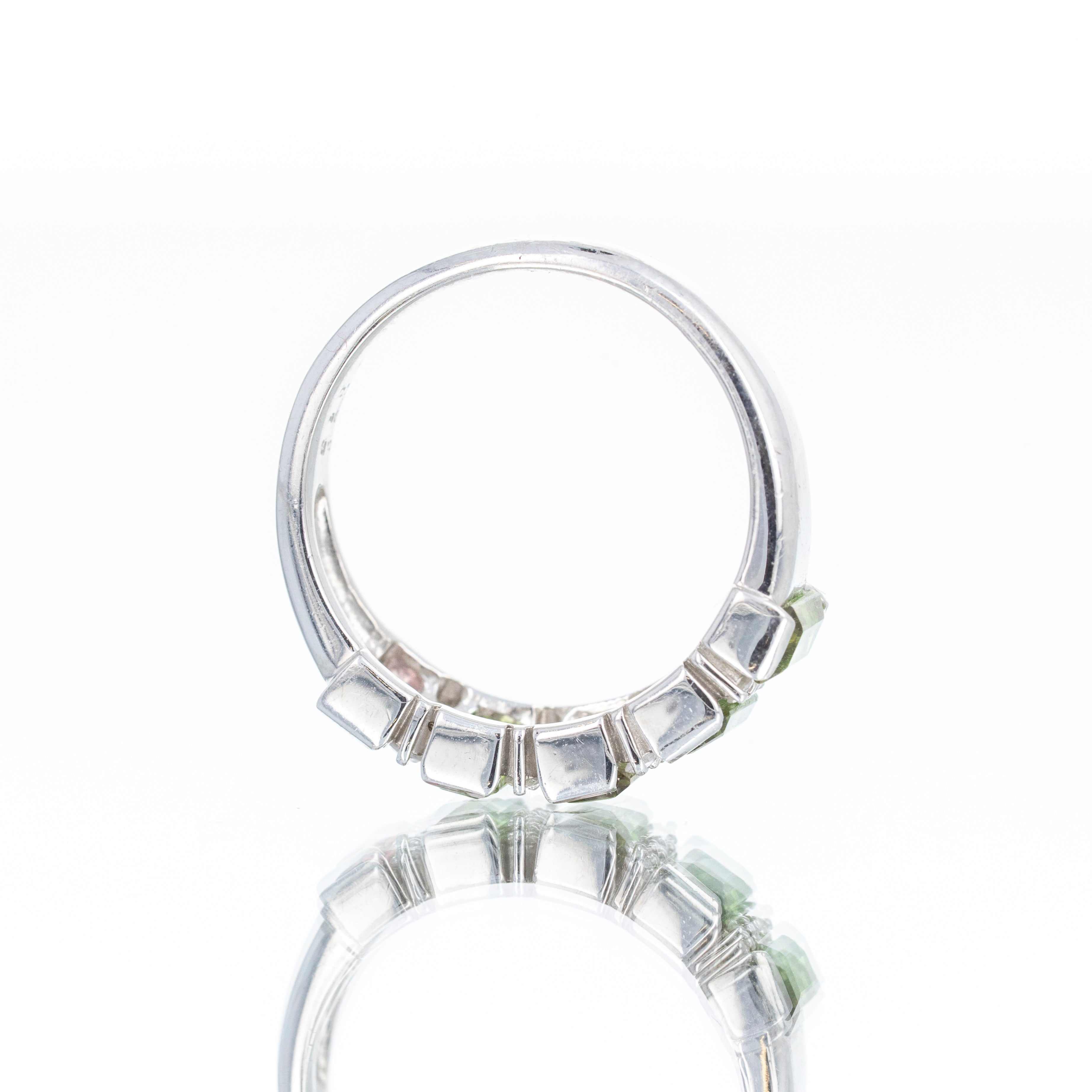 Platinum Watermelon Tourmaline Diamond Five Stone Ring - Queen May