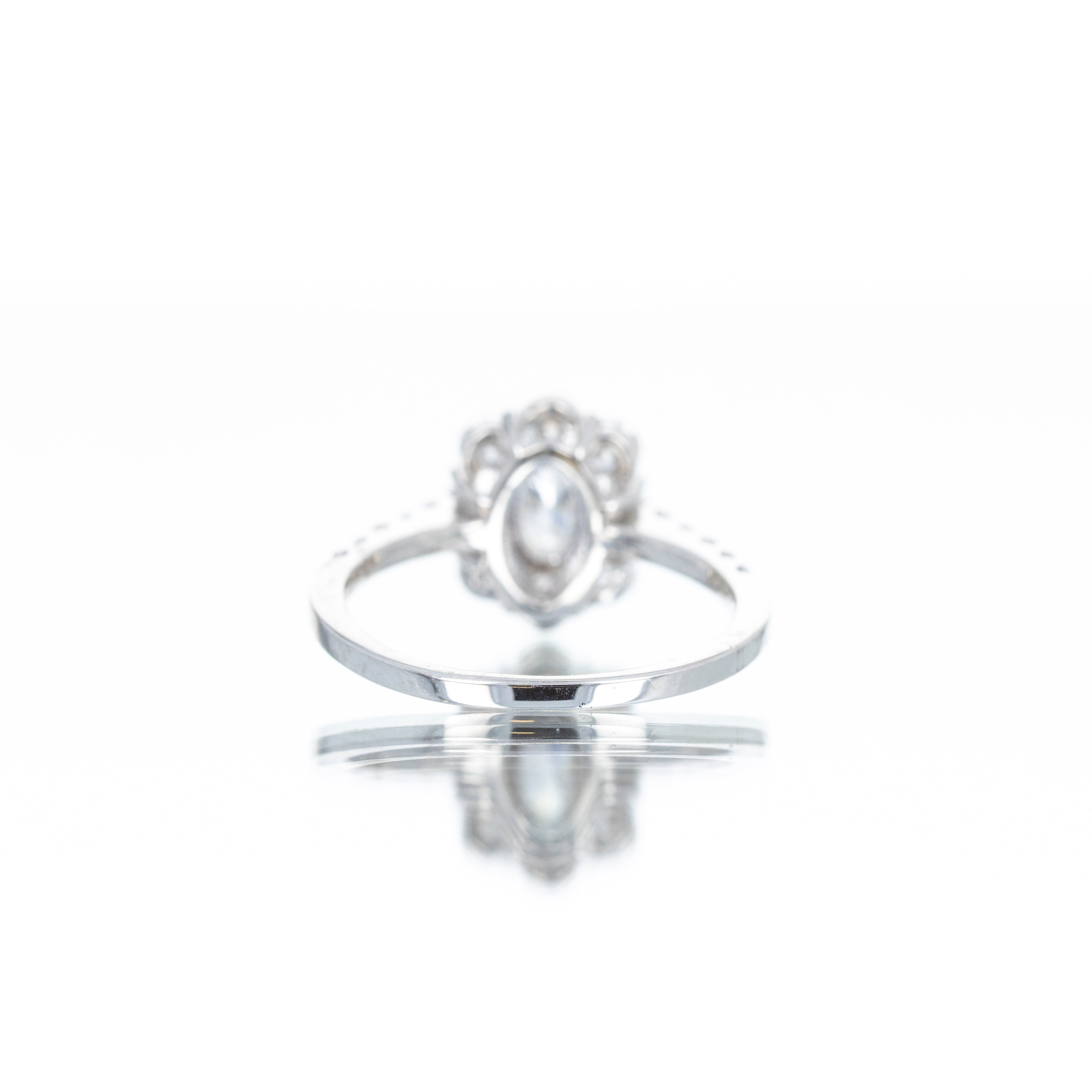 Platinum 0.33 Carat Oval Diamond Halo Engagement Ring - Queen May