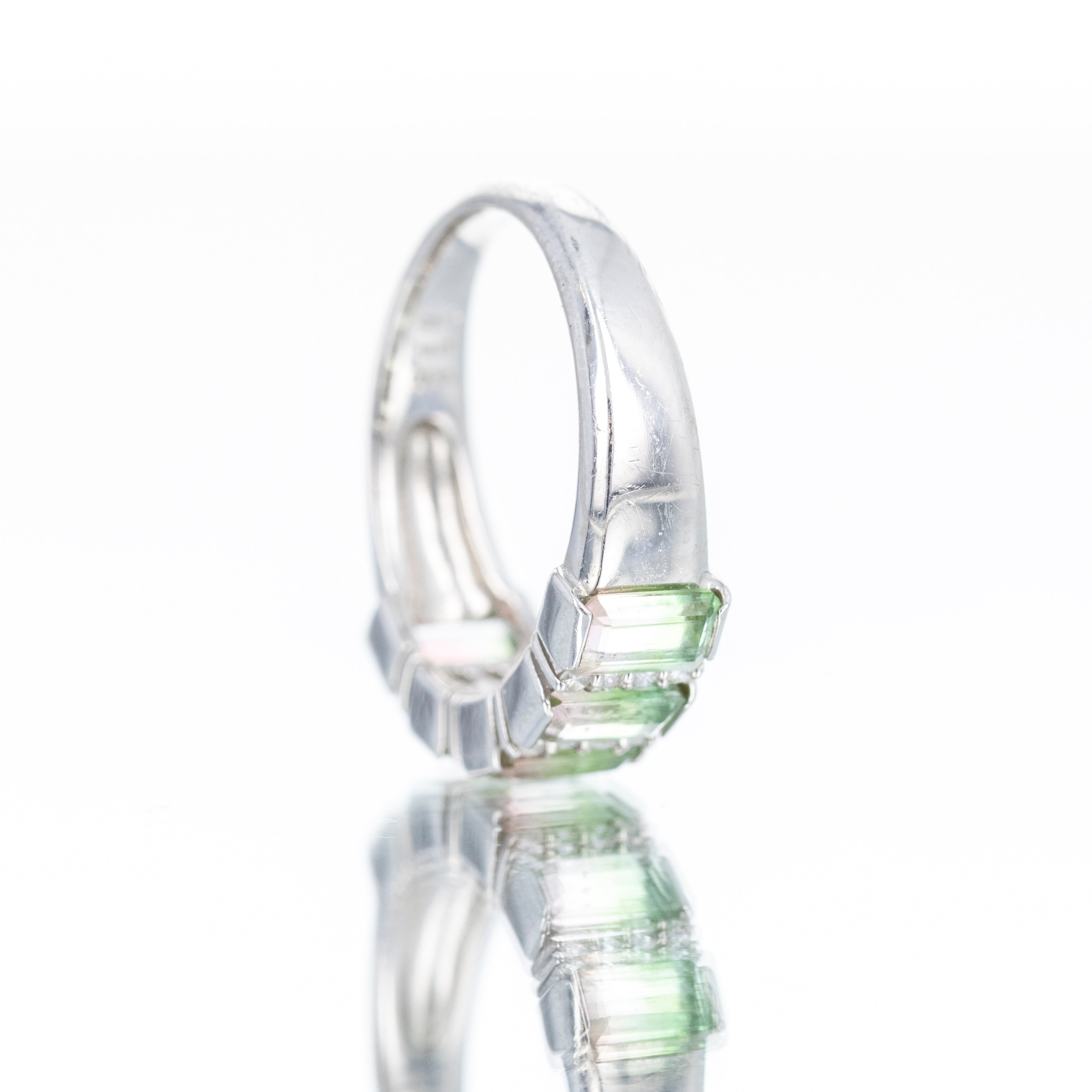 Platinum Watermelon Tourmaline Diamond Five Stone Ring - Queen May