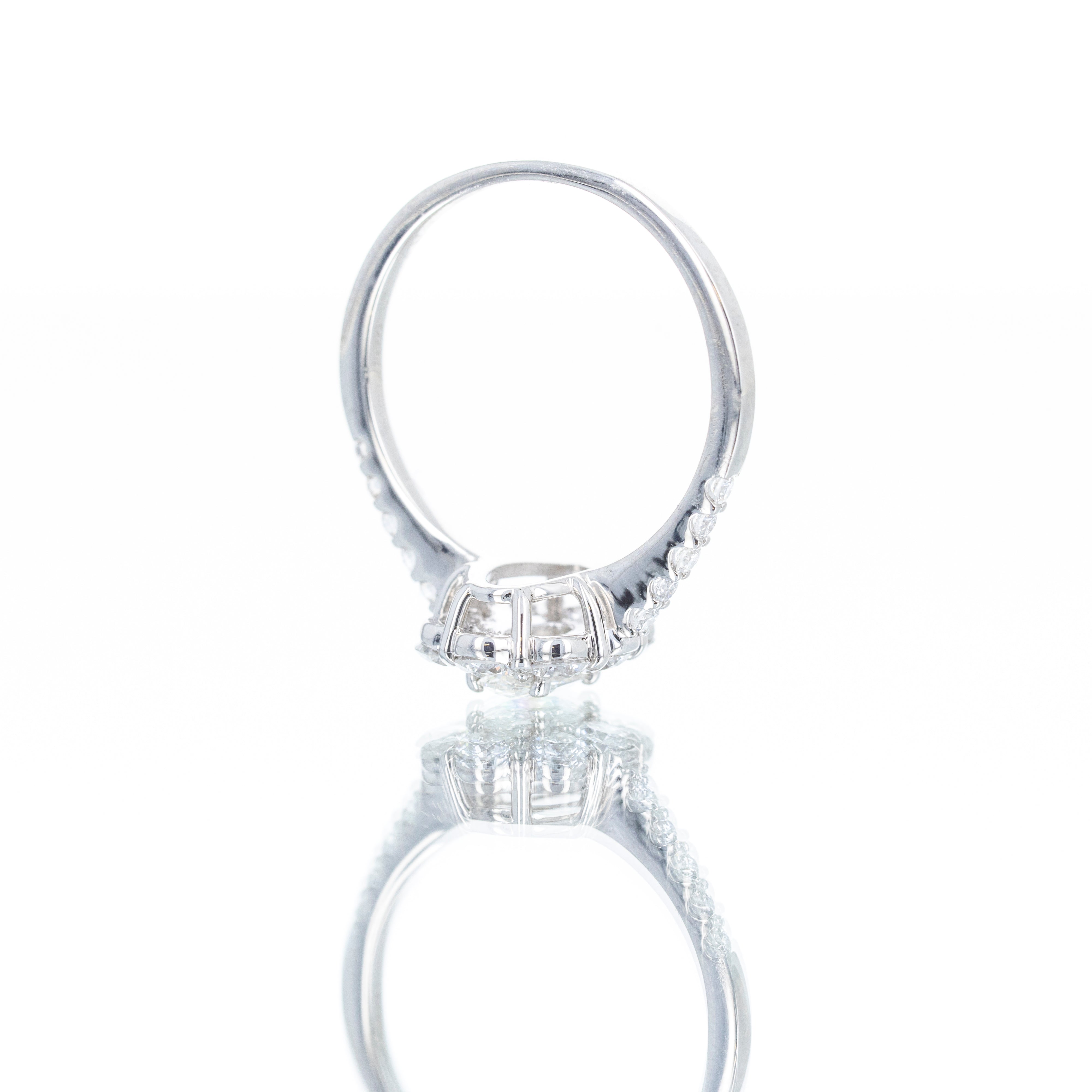 Platinum 0.33 Carat Oval Diamond Halo Engagement Ring - Queen May
