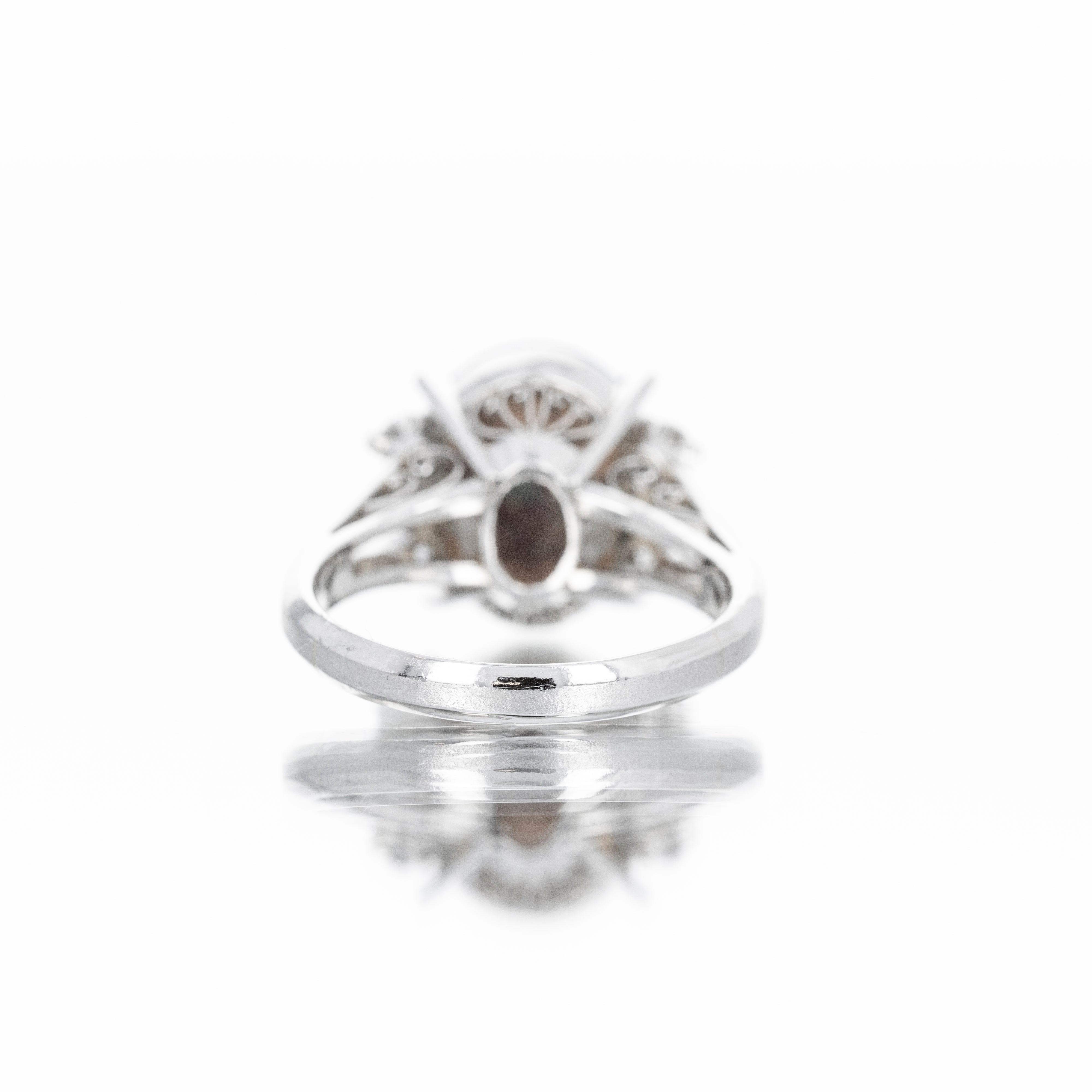 Platinum 2.70 Carat Greyish Black Opal Diamond Ring - Queen May