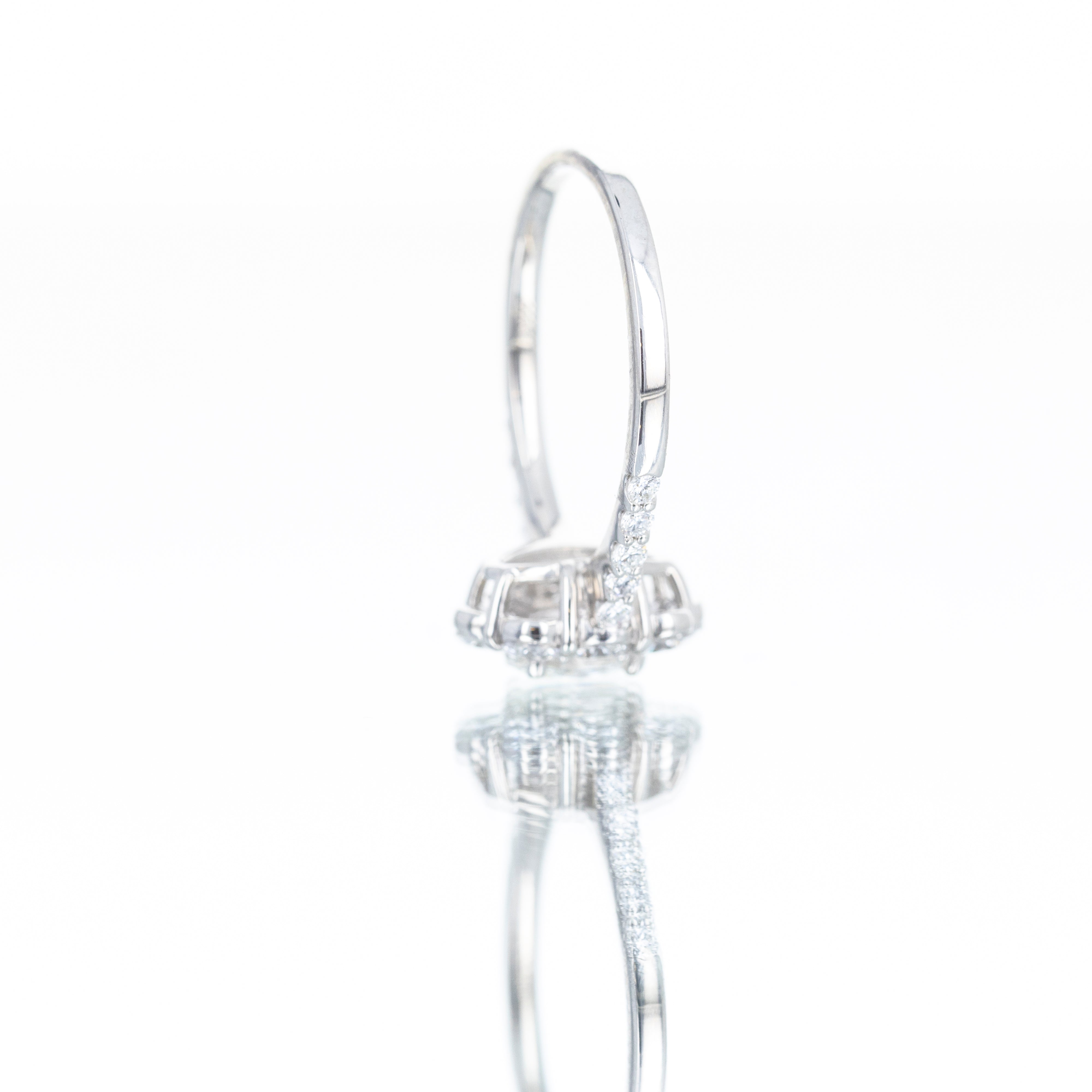 Platinum 0.33 Carat Oval Diamond Halo Engagement Ring - Queen May