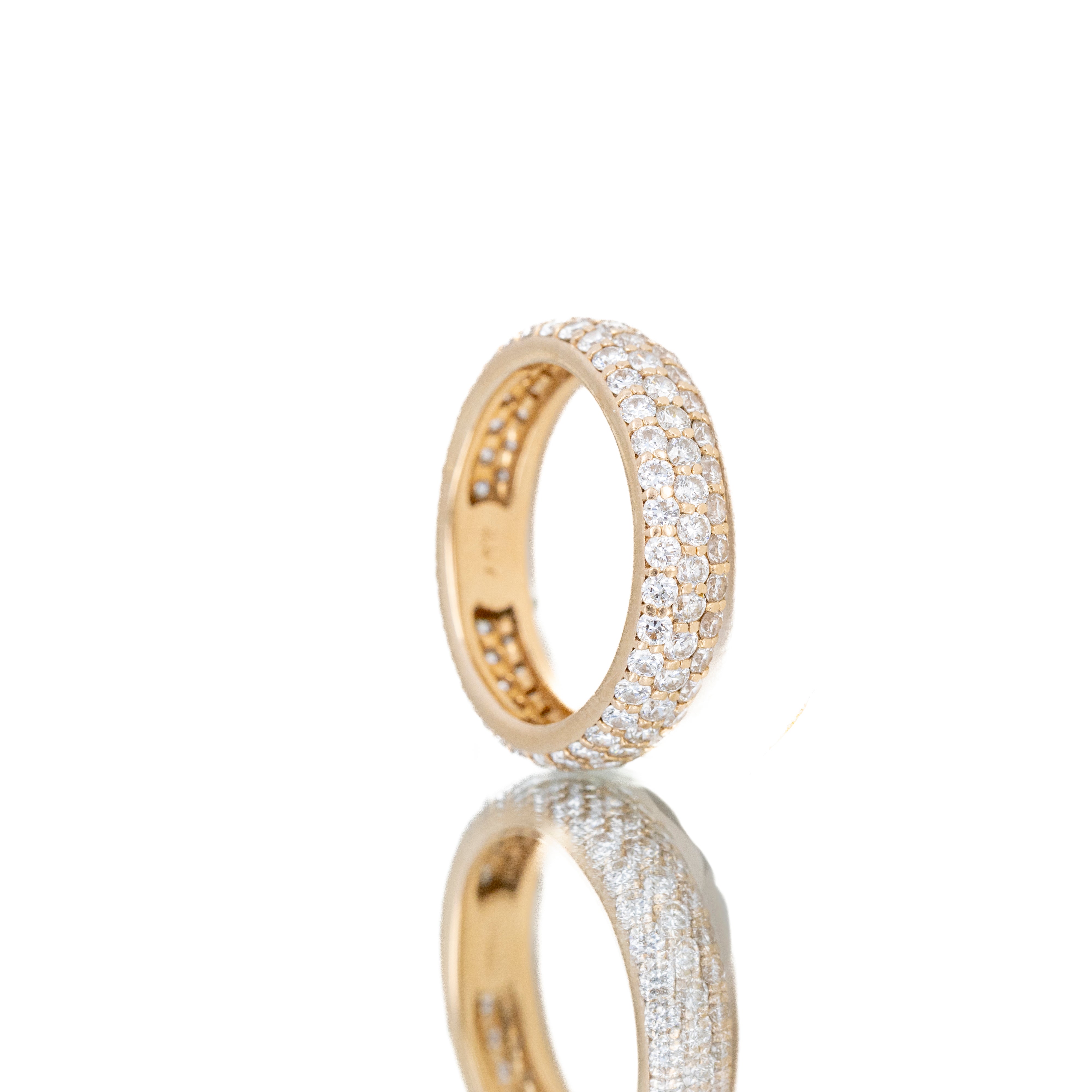 18K Rose Gold 2.57 Carat Round Diamond Pave Band - Queen May
