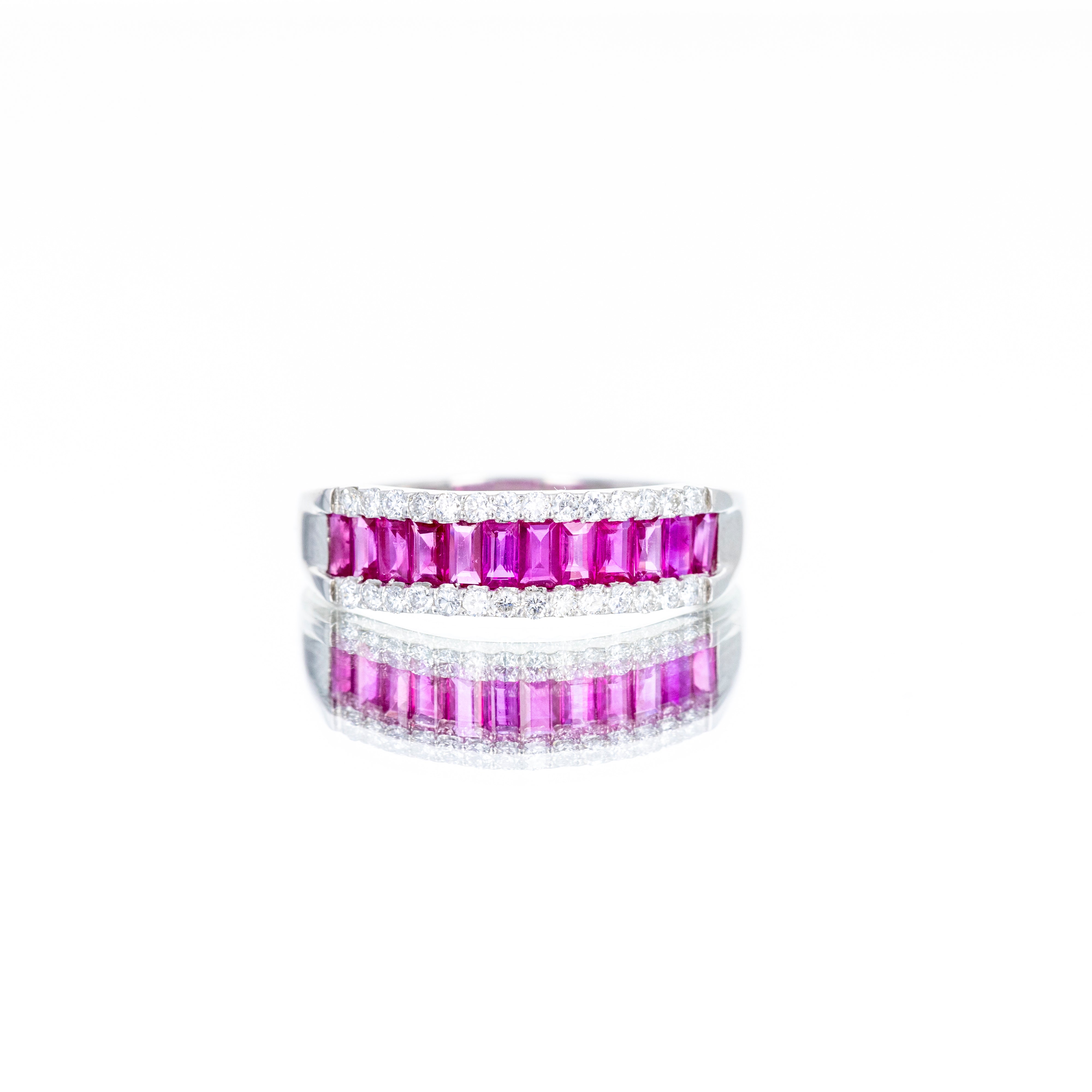 Platinum 1.20 Carat Ruby Baguette Diamond Band - Queen May