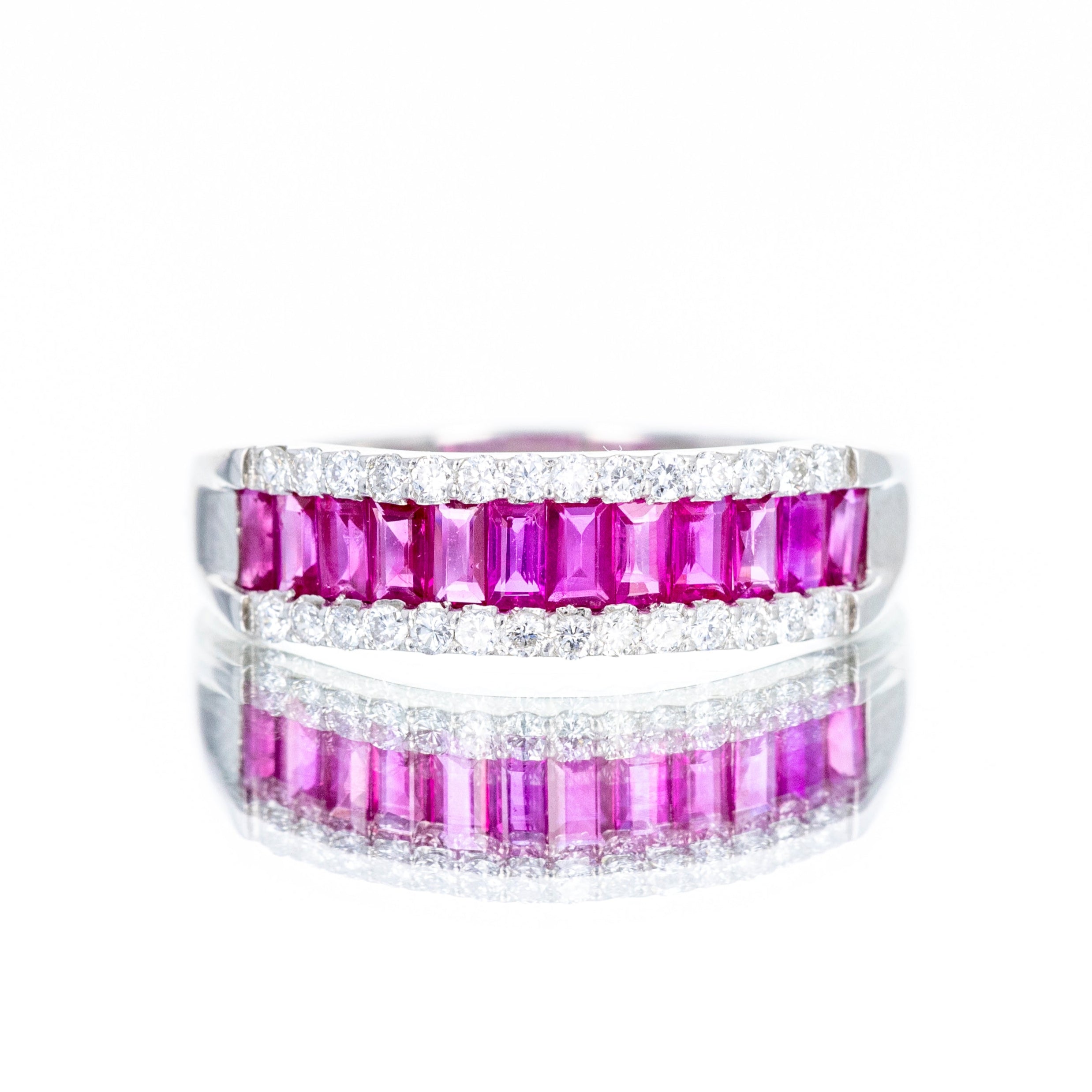Platinum 1.20 Carat Ruby Baguette Diamond Band - Queen May