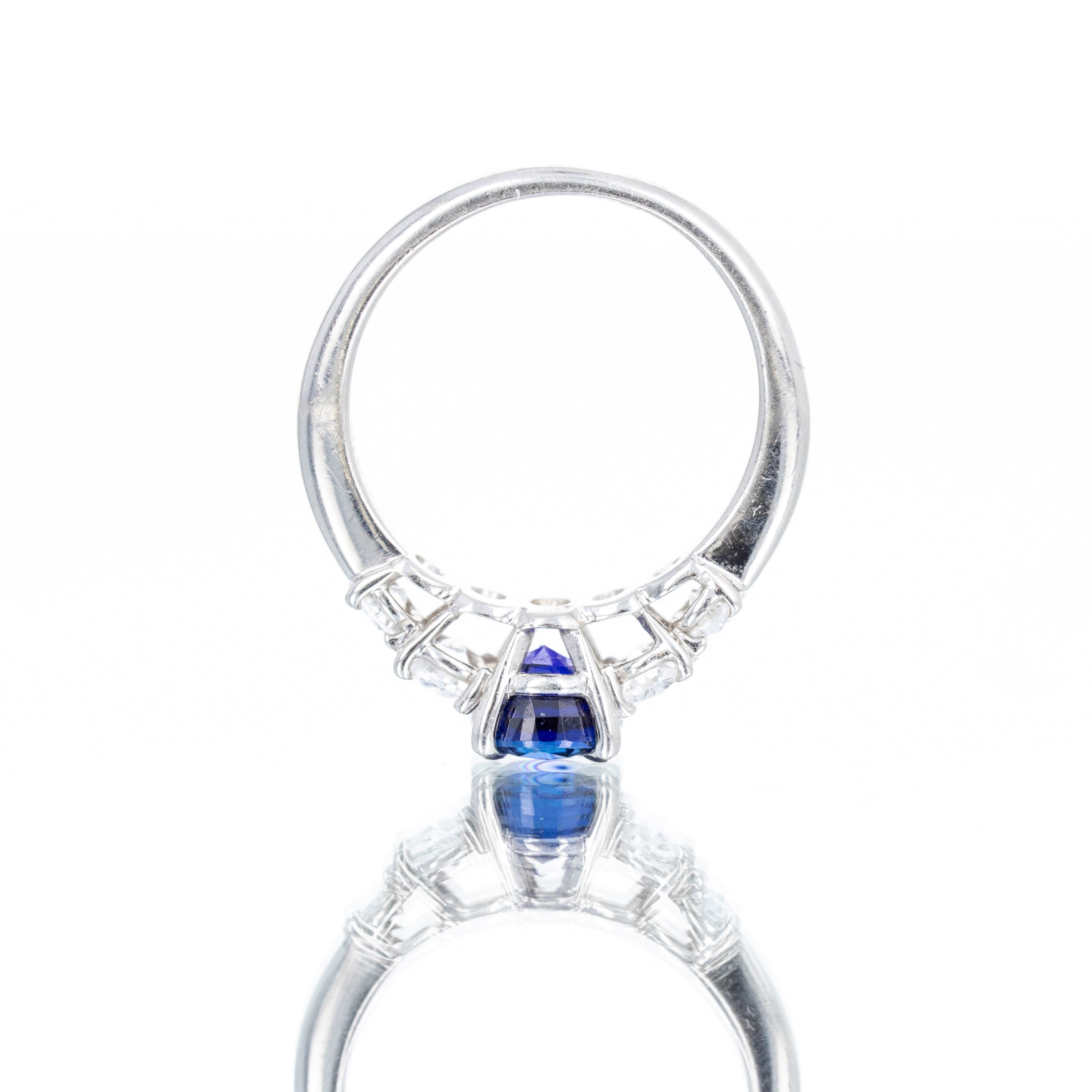 Platinum 1.44 Carat Oval Sapphire Diamond Ring - Queen May