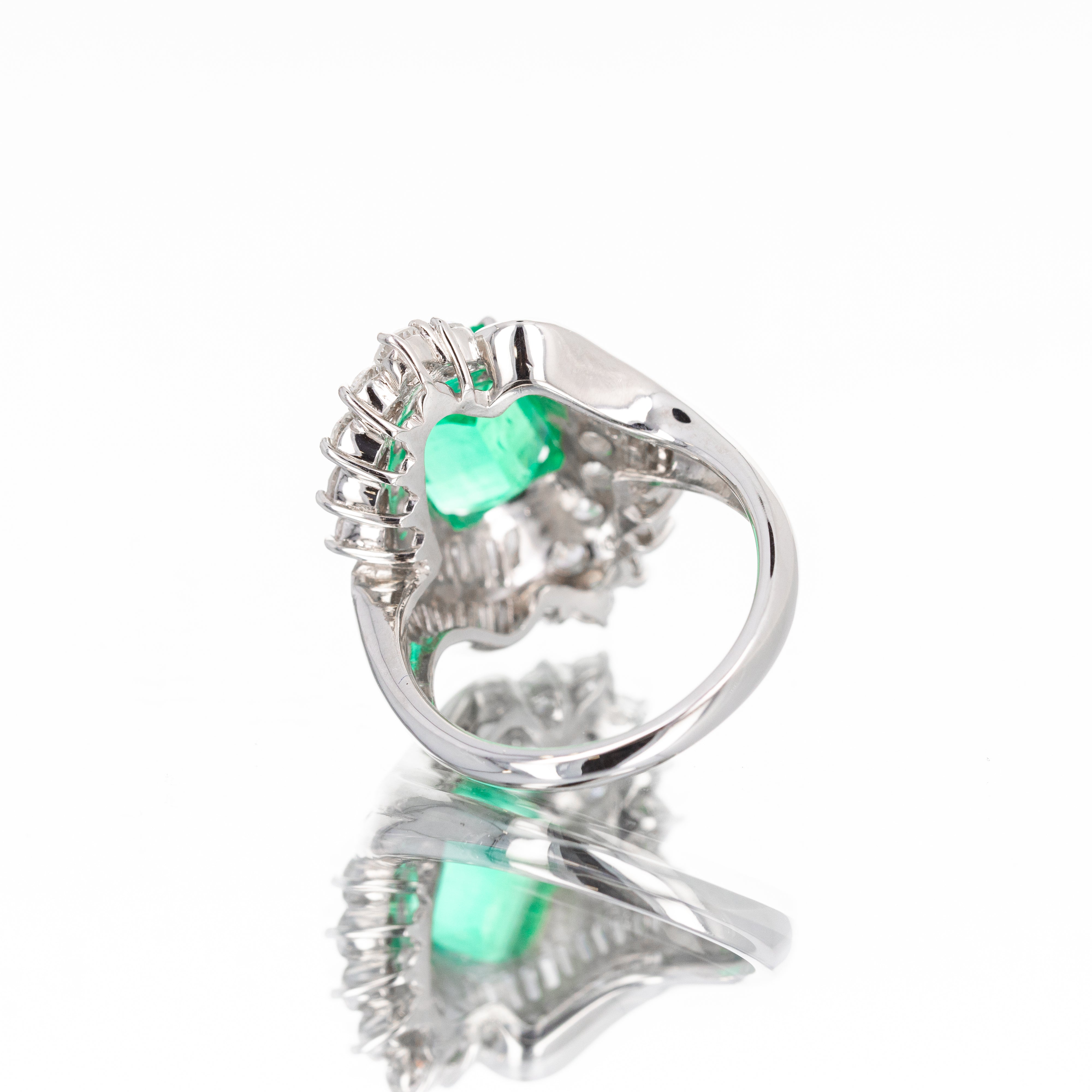 Platinum 2.83 Carat Emerald Diamond Baguette Ring - Queen May