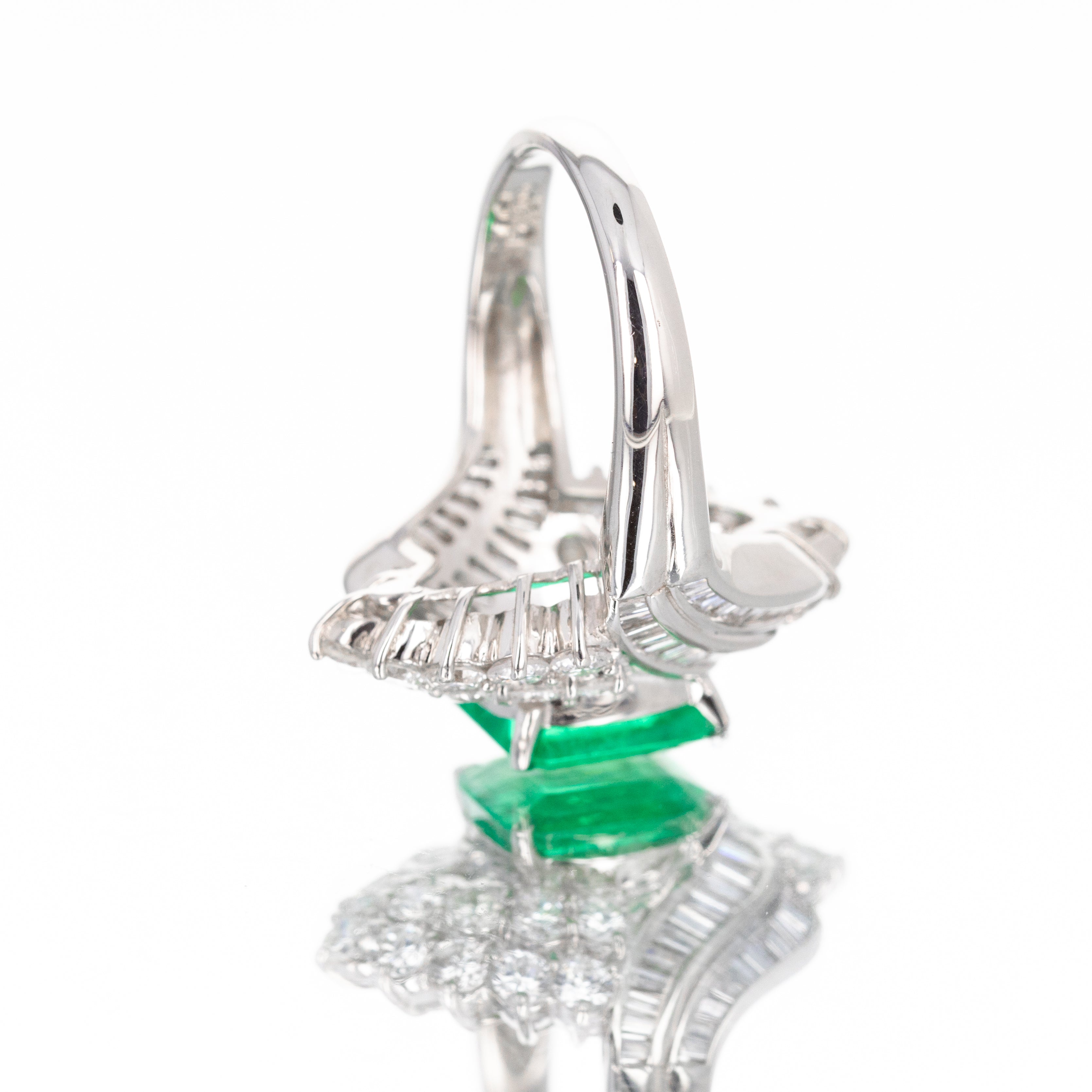 Platinum 2.83 Carat Emerald Diamond Baguette Ring - Queen May