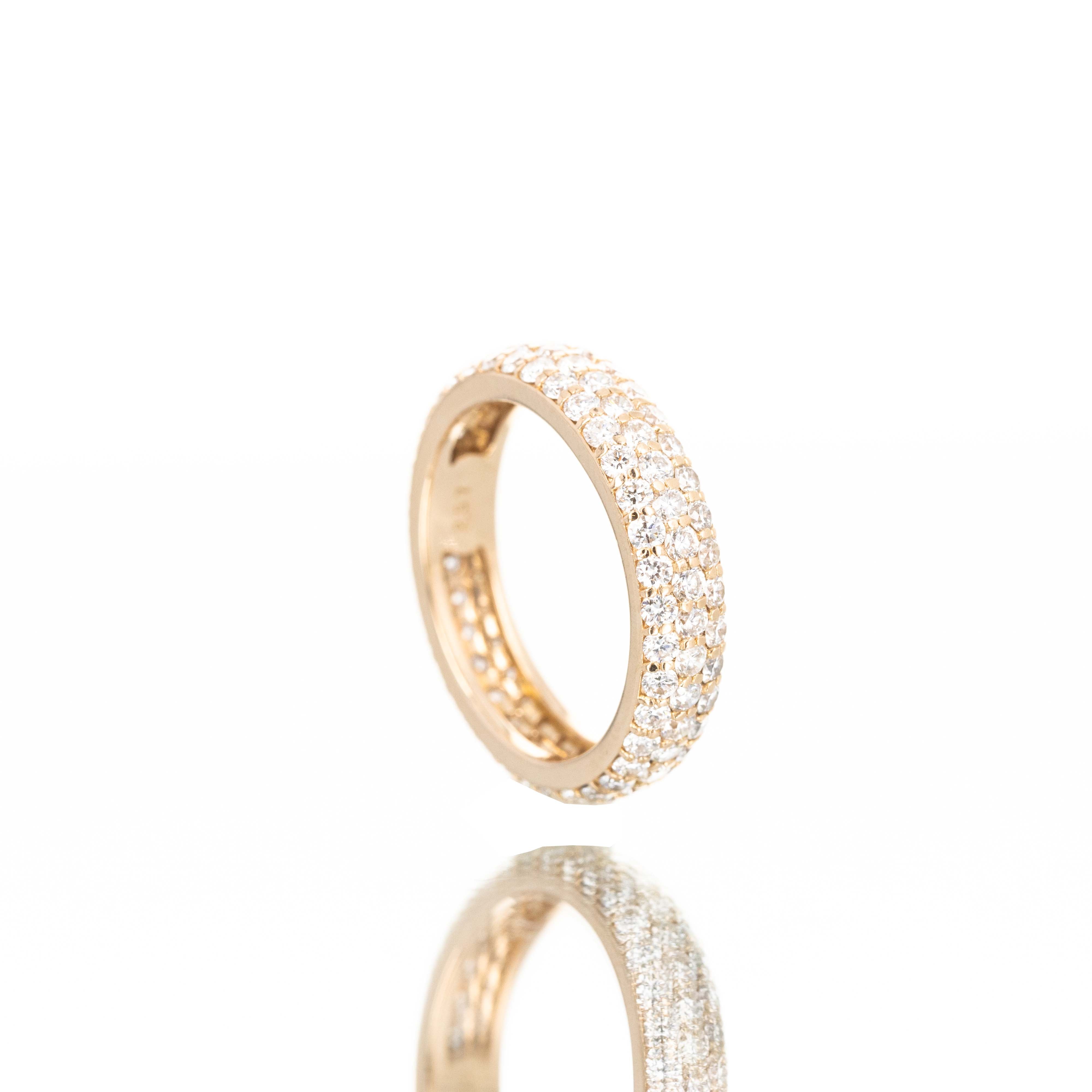 18K Rose Gold 2.57 Carat Round Diamond Pave Band - Queen May