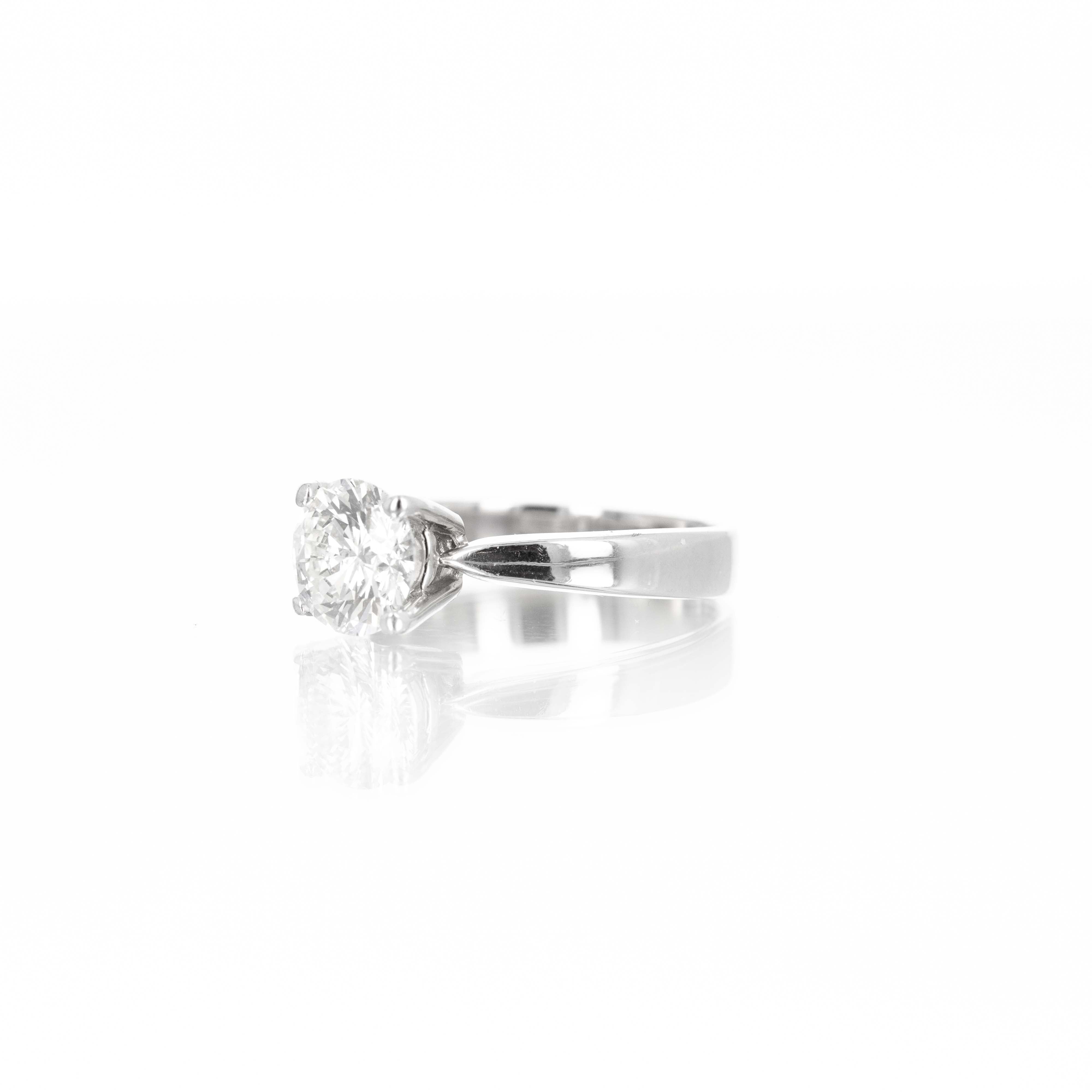 18K White Gold 1.30 Carat Round Diamond Solitaire Engagement Ring - Queen May