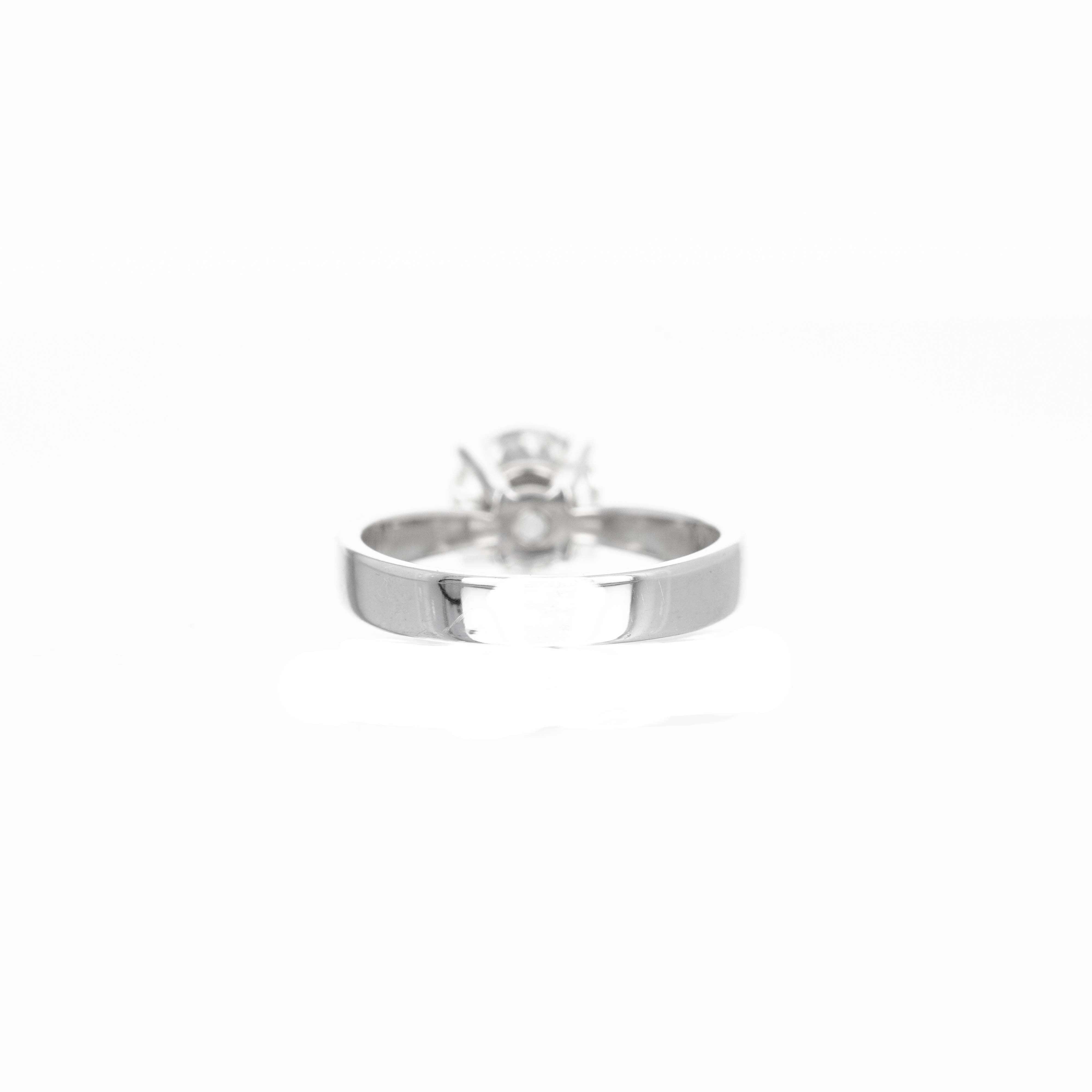 18K White Gold 1.30 Carat Round Diamond Solitaire Engagement Ring - Queen May