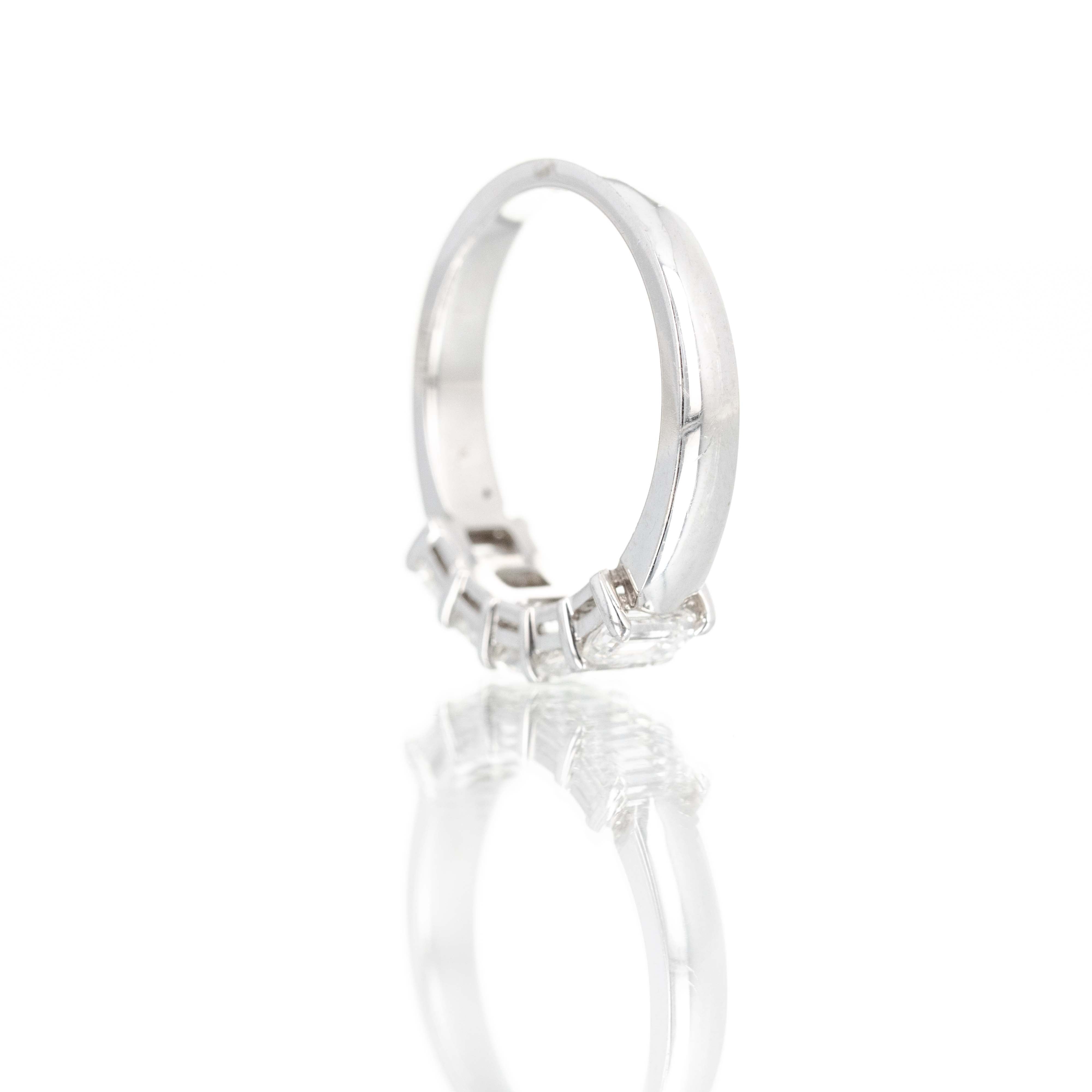 14K White Gold 1.77 Carat Emerald Diamond Five Stone Band - Queen May