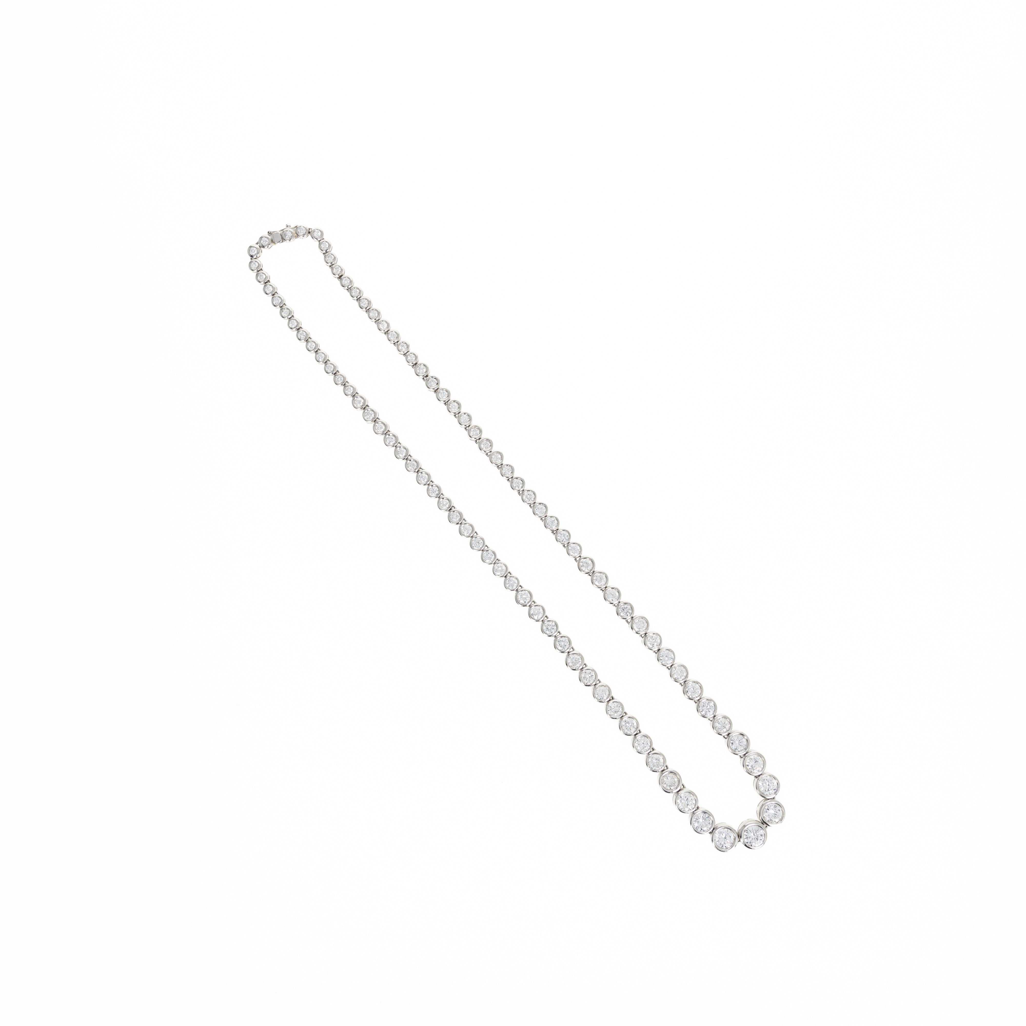 Platinum 10.14 Carat Round Diamond Graduated Bezel Necklace - Queen May