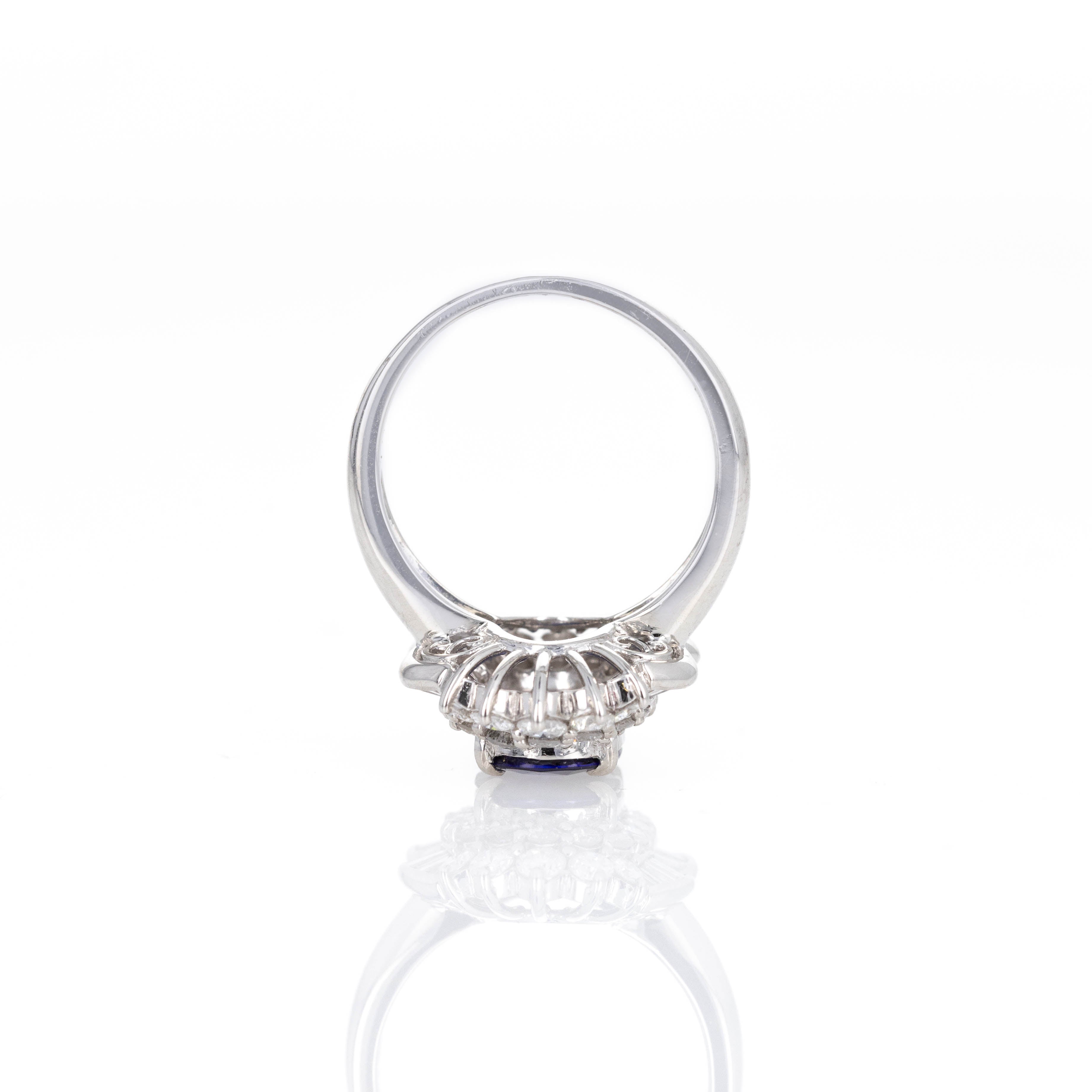 Platinum 1.99 Carat Oval Sapphire Diamond Halo Ring - Queen May