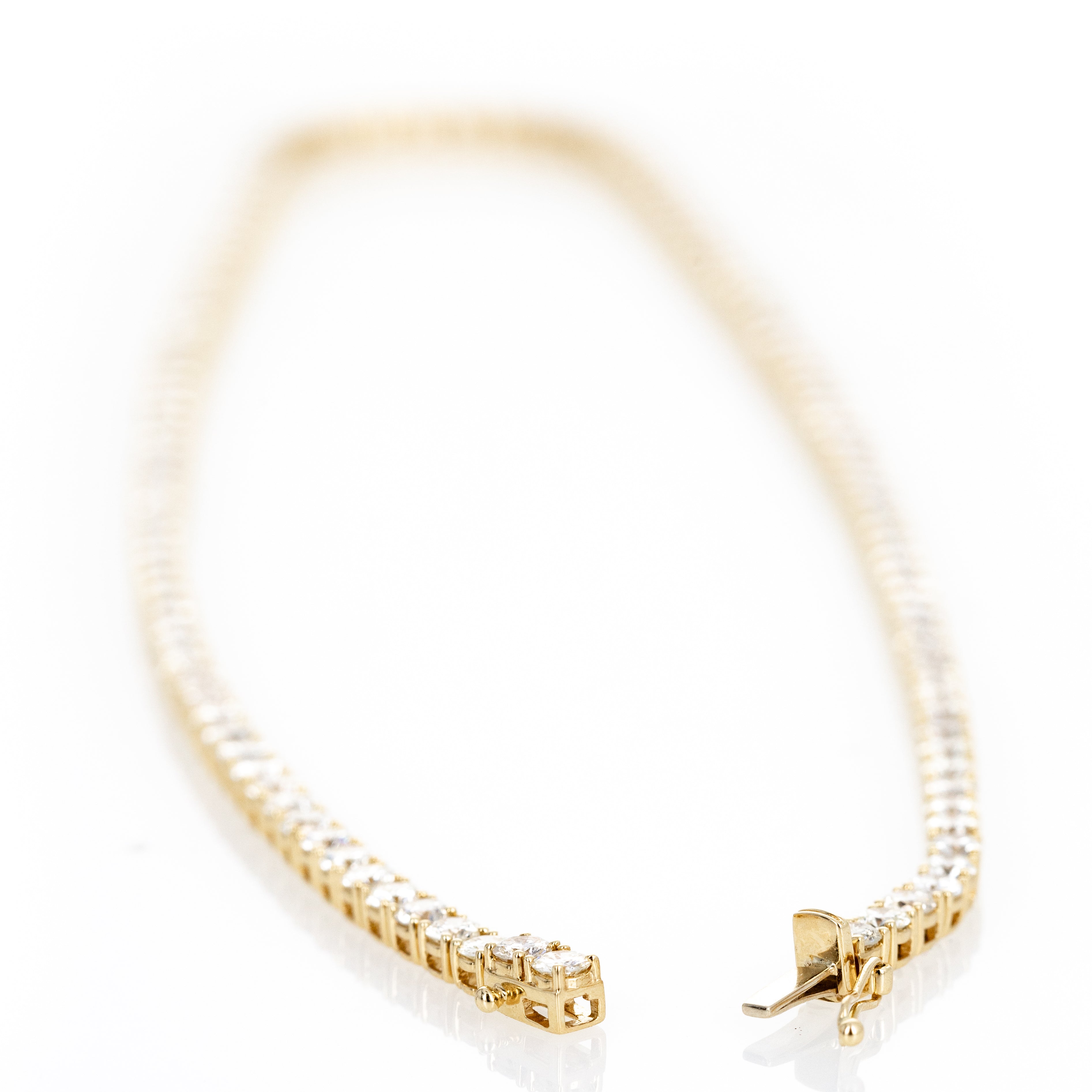 18K Yellow Gold 16.34 Carat Round Diamond Tennis Necklace - Queen May