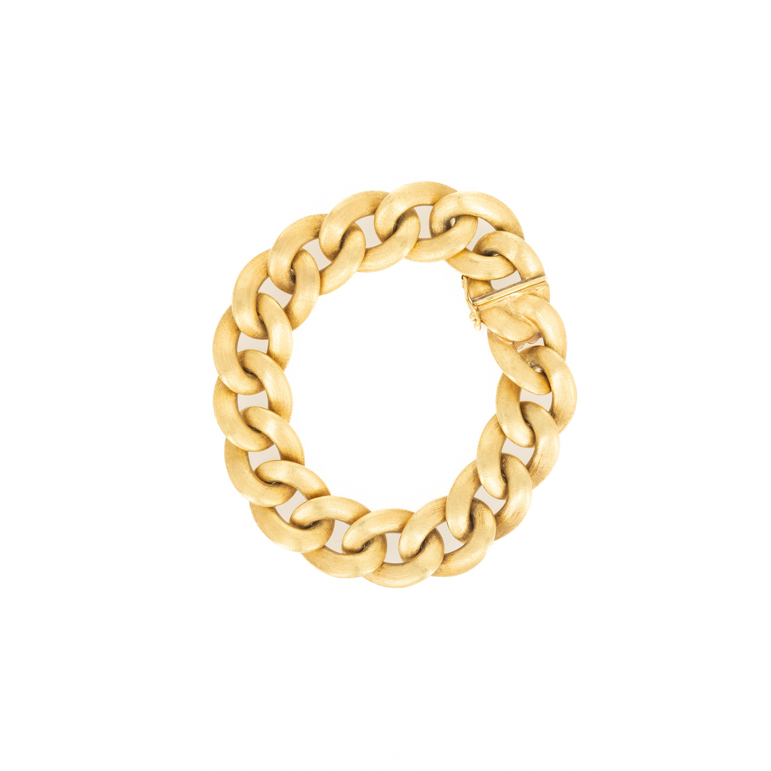 18K Yellow Gold Brushed Curb Link Bracelet - Queen May