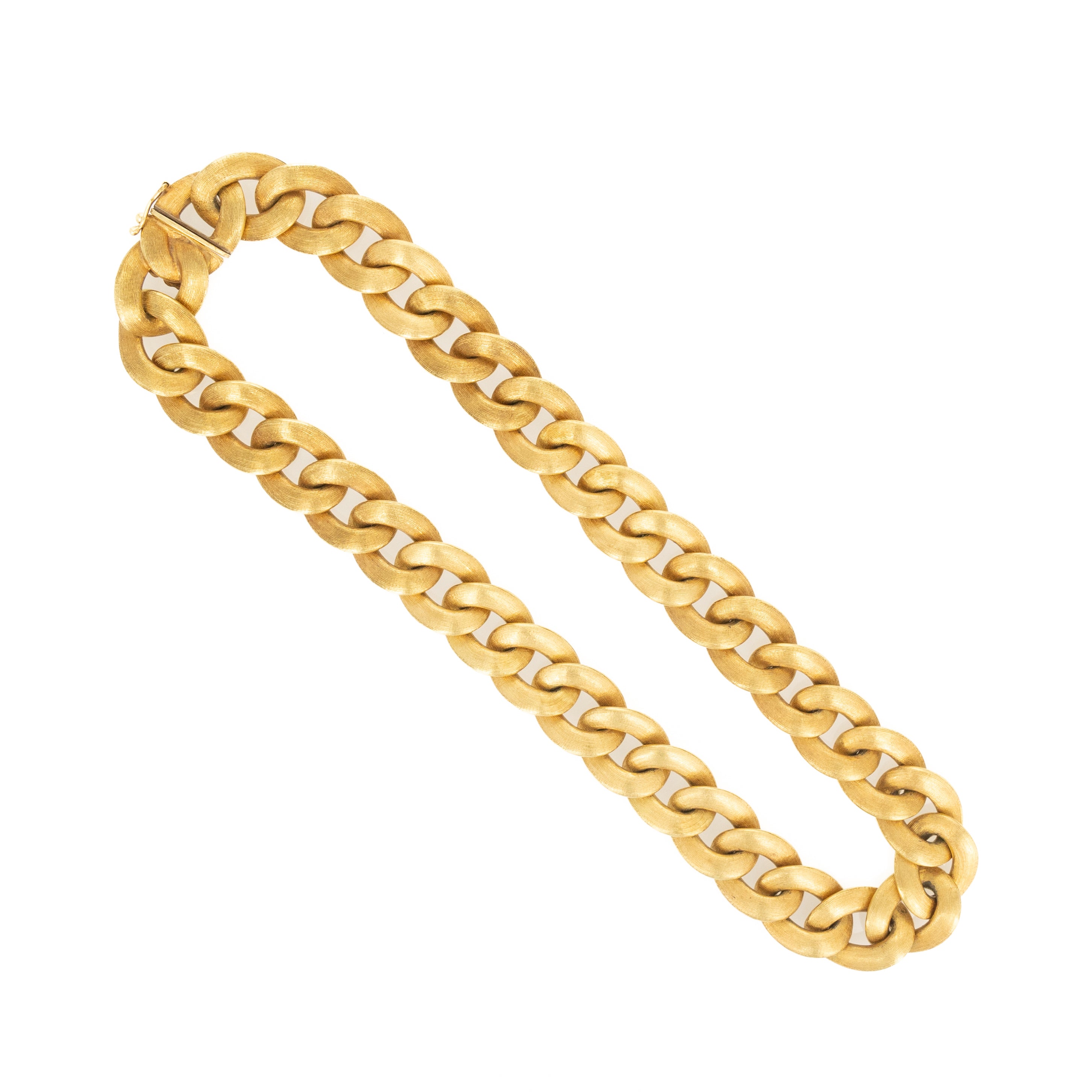 18K Yellow Gold Brushed Curb Link Necklace - Queen May