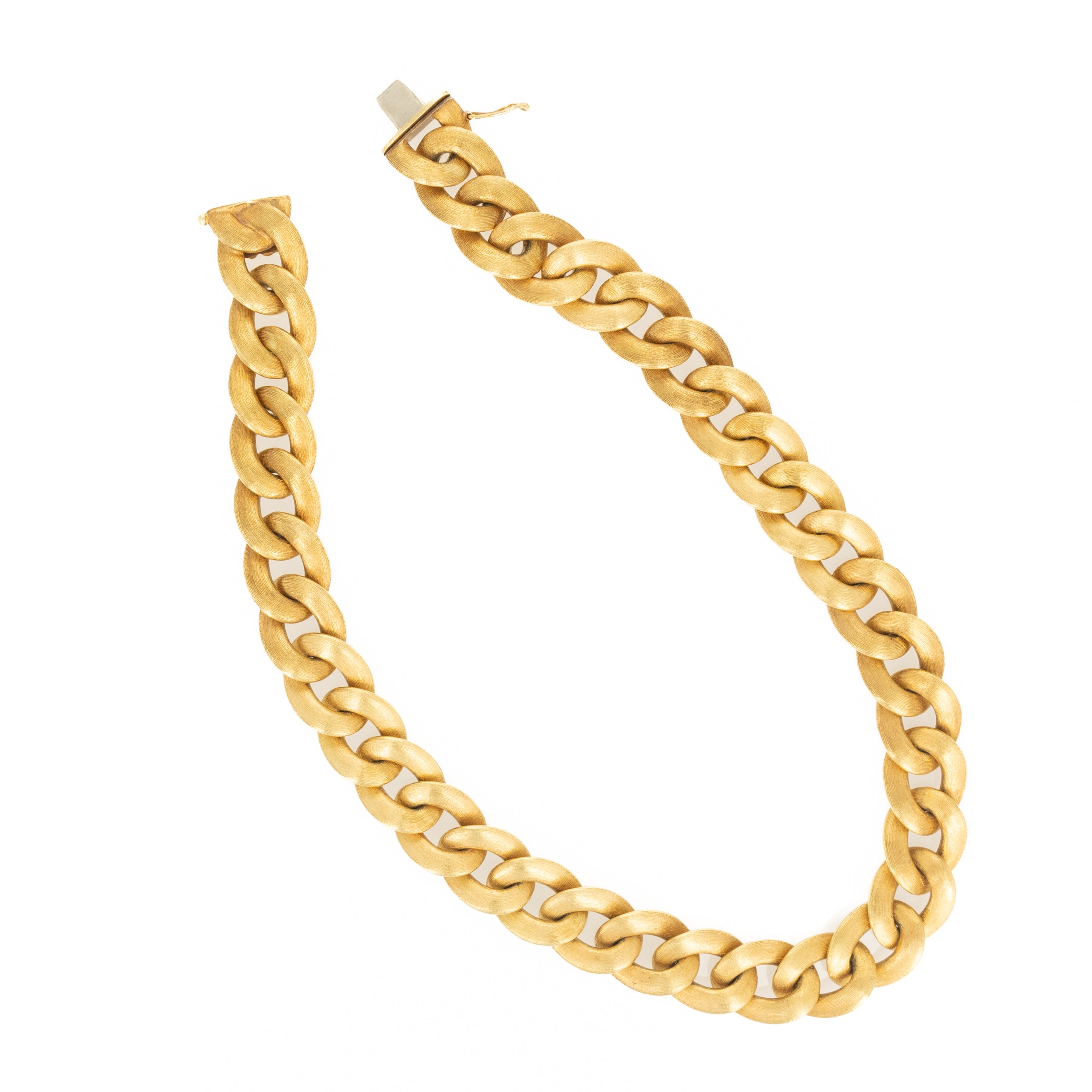 18K Yellow Gold Brushed Curb Link Necklace - Queen May