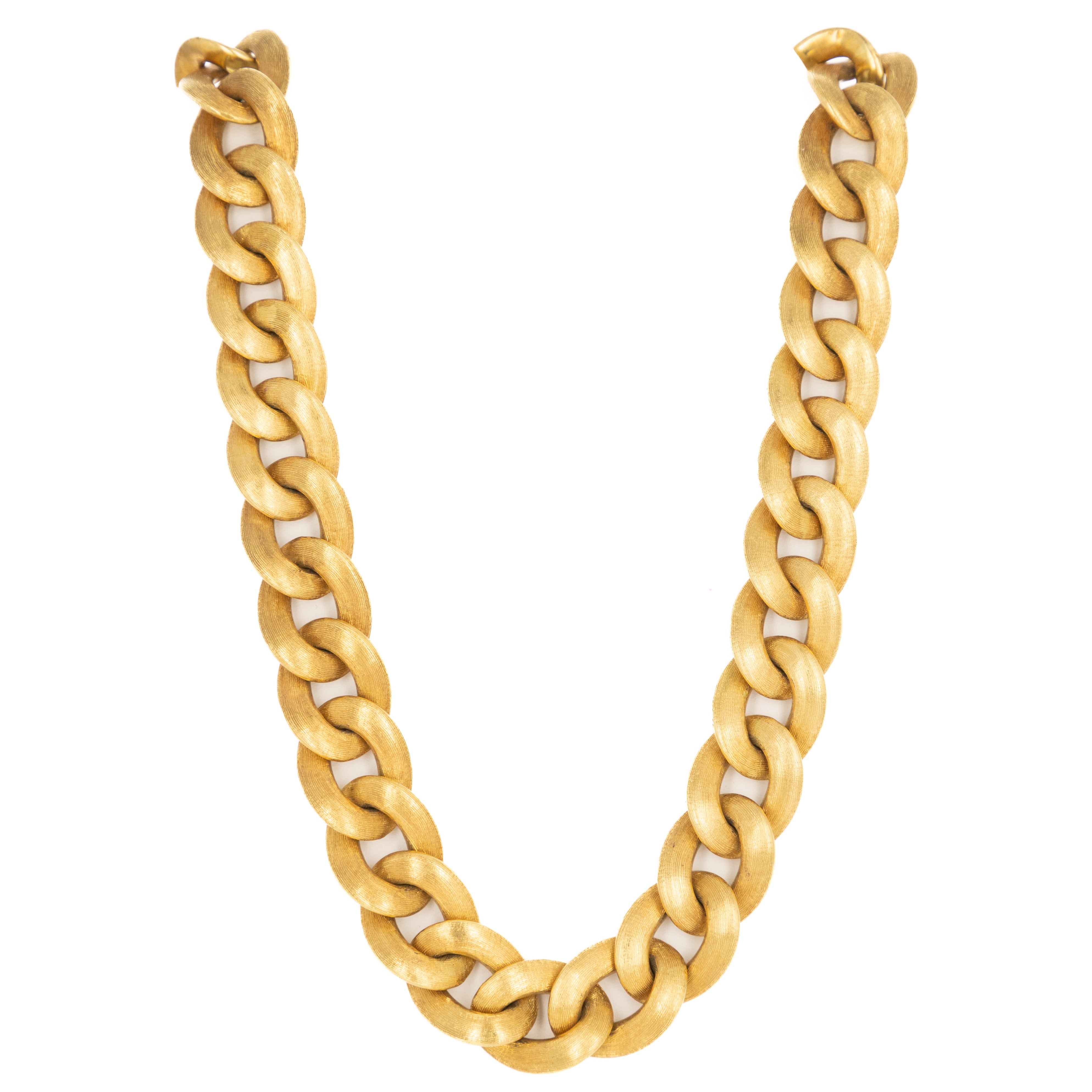 18K Yellow Gold Brushed Curb Link Necklace - Queen May