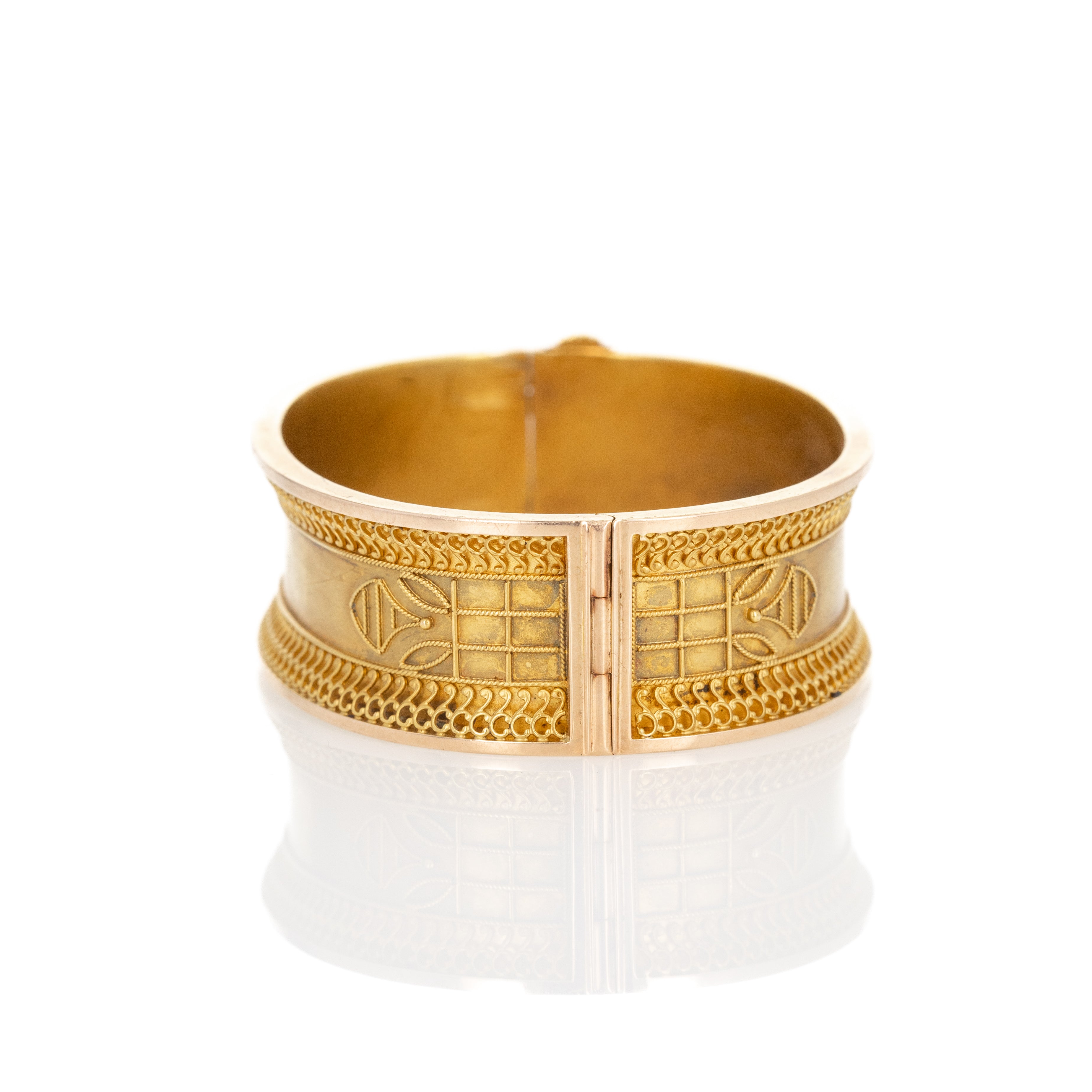 Victorian Etruscan 14K Yellow Gold Bangle Bracelet - Queen May