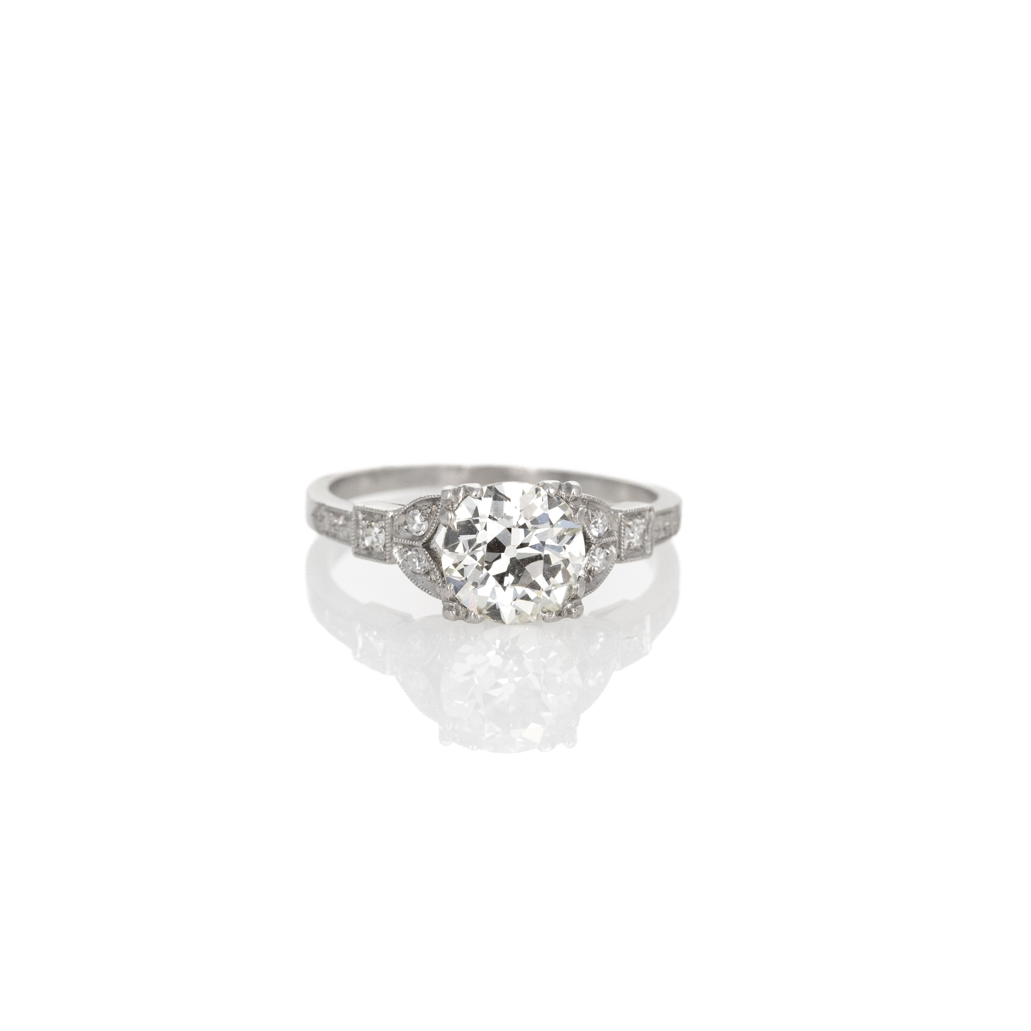 Antique Art Deco Platinum 1.35 Carat Old European Diamond Engagement Ring - Queen May