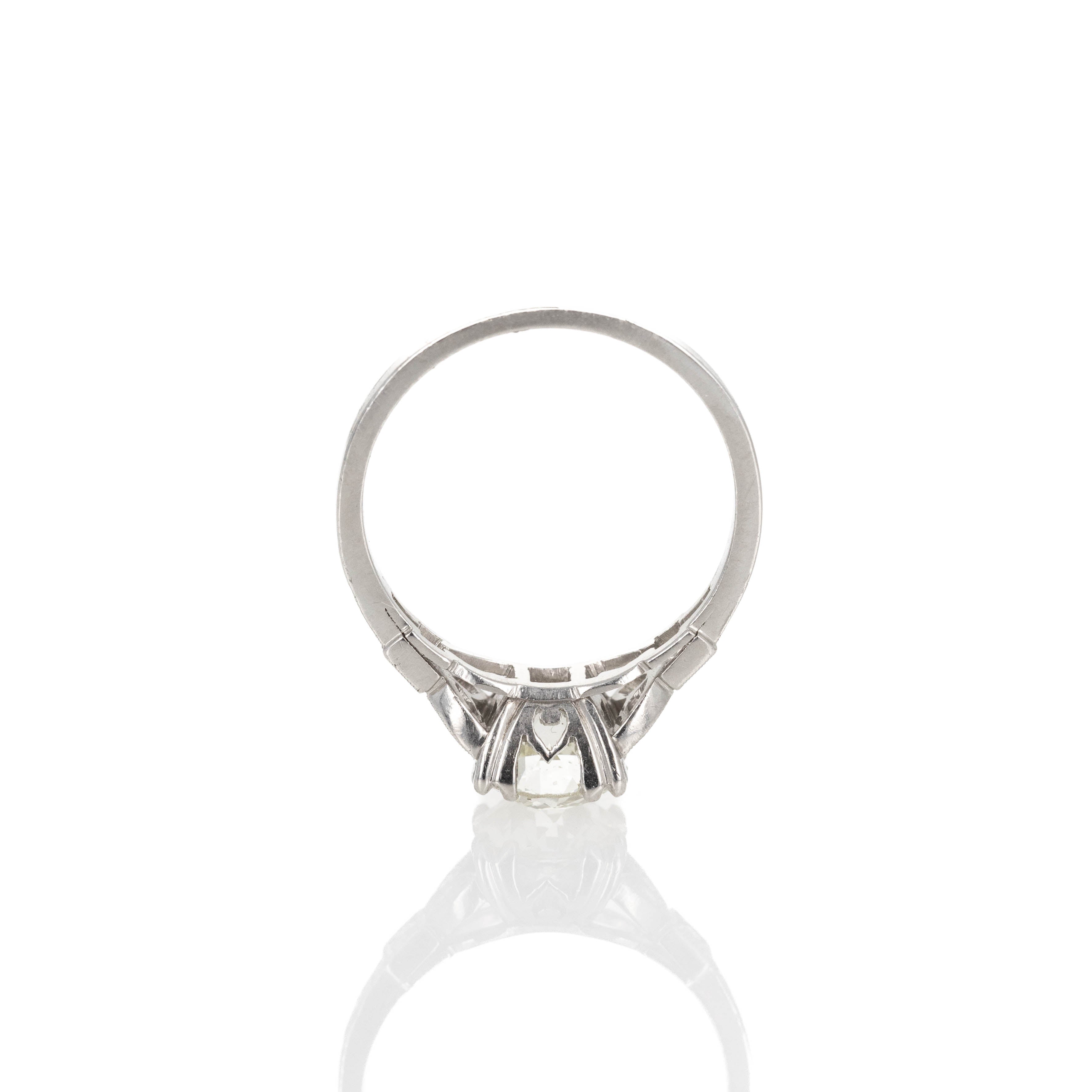 Antique Art Deco Platinum 1.35 Carat Old European Diamond Engagement Ring - Queen May