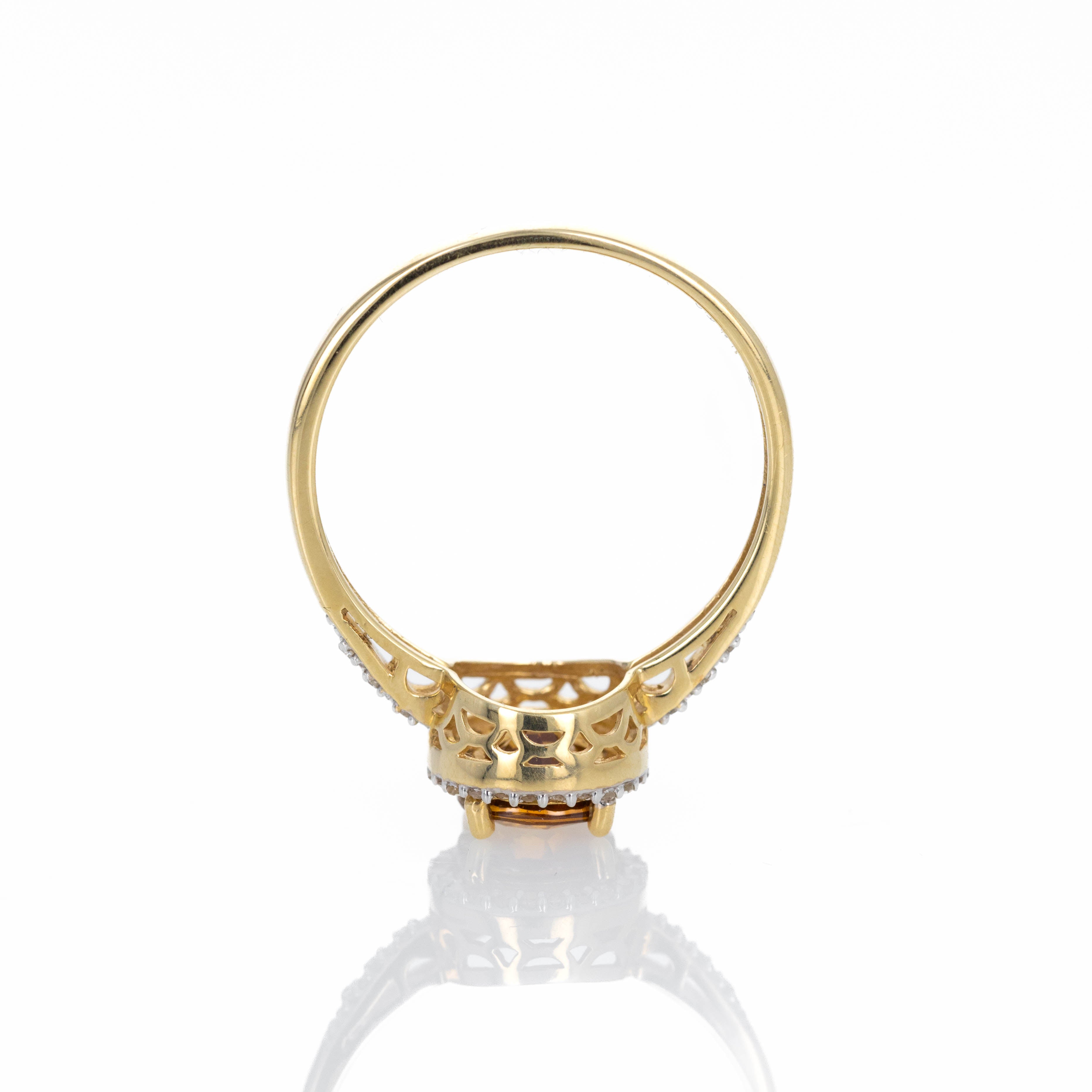 14K Yellow Gold 1.5 Carat Orange Zircon Diamond Ring - Queen May