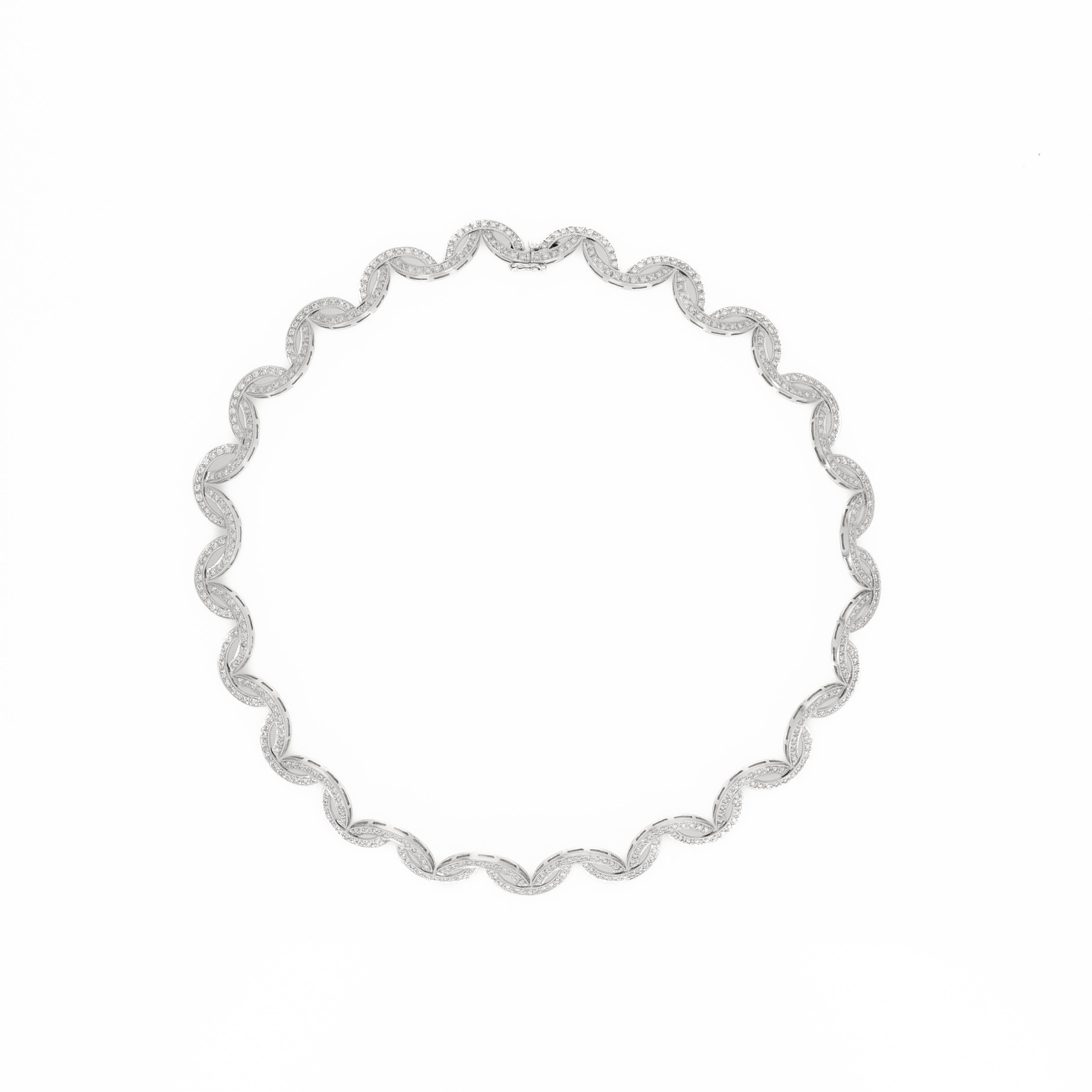 18K White Gold 5.35 Carat Diamond Swirl Choker Necklace - Queen May