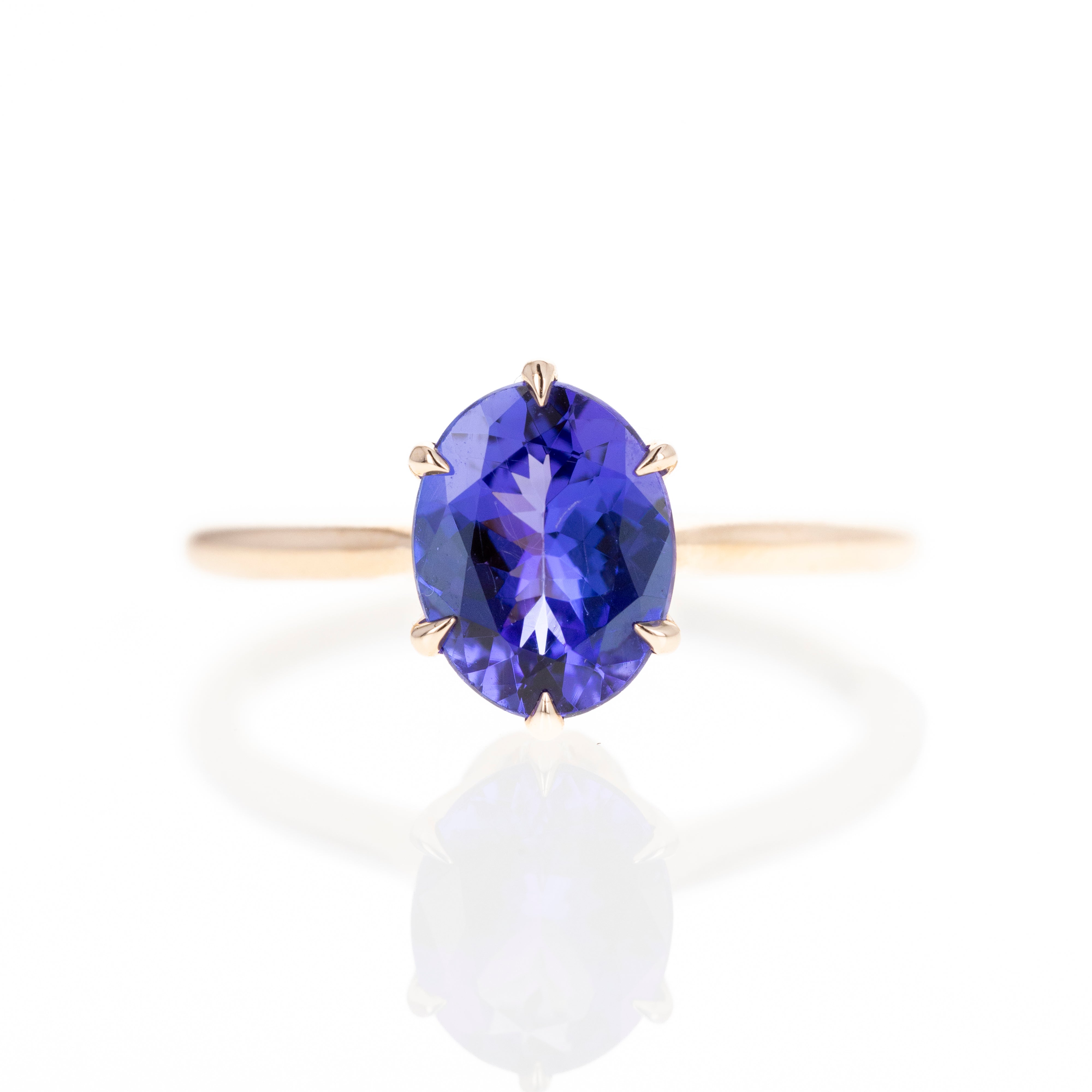 18K Rose Gold 1.58 Carat Oval Tanzanite Ring - Queen May