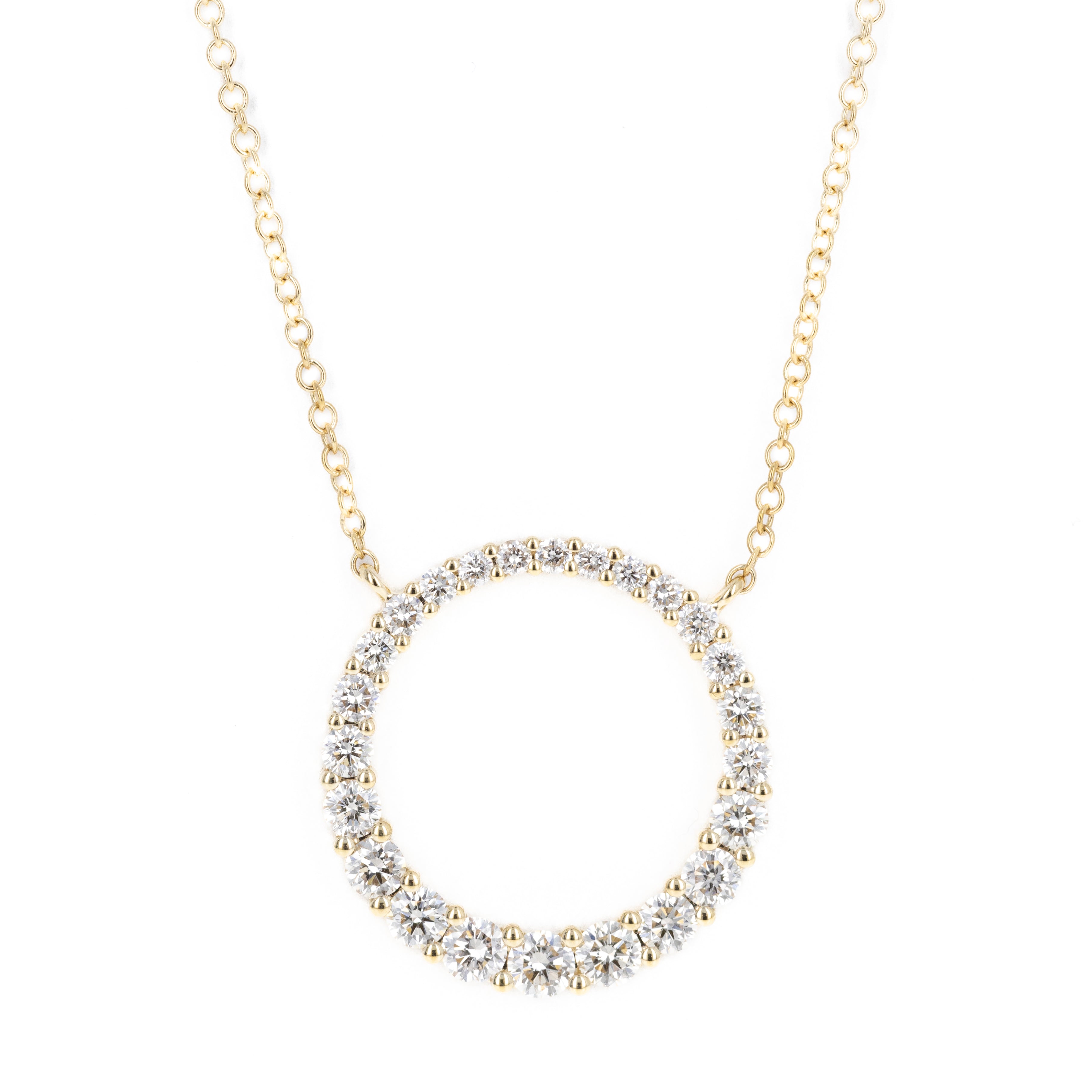 14K Yellow Gold Open Circle 0.8 Carat Diamond Necklace - Queen May