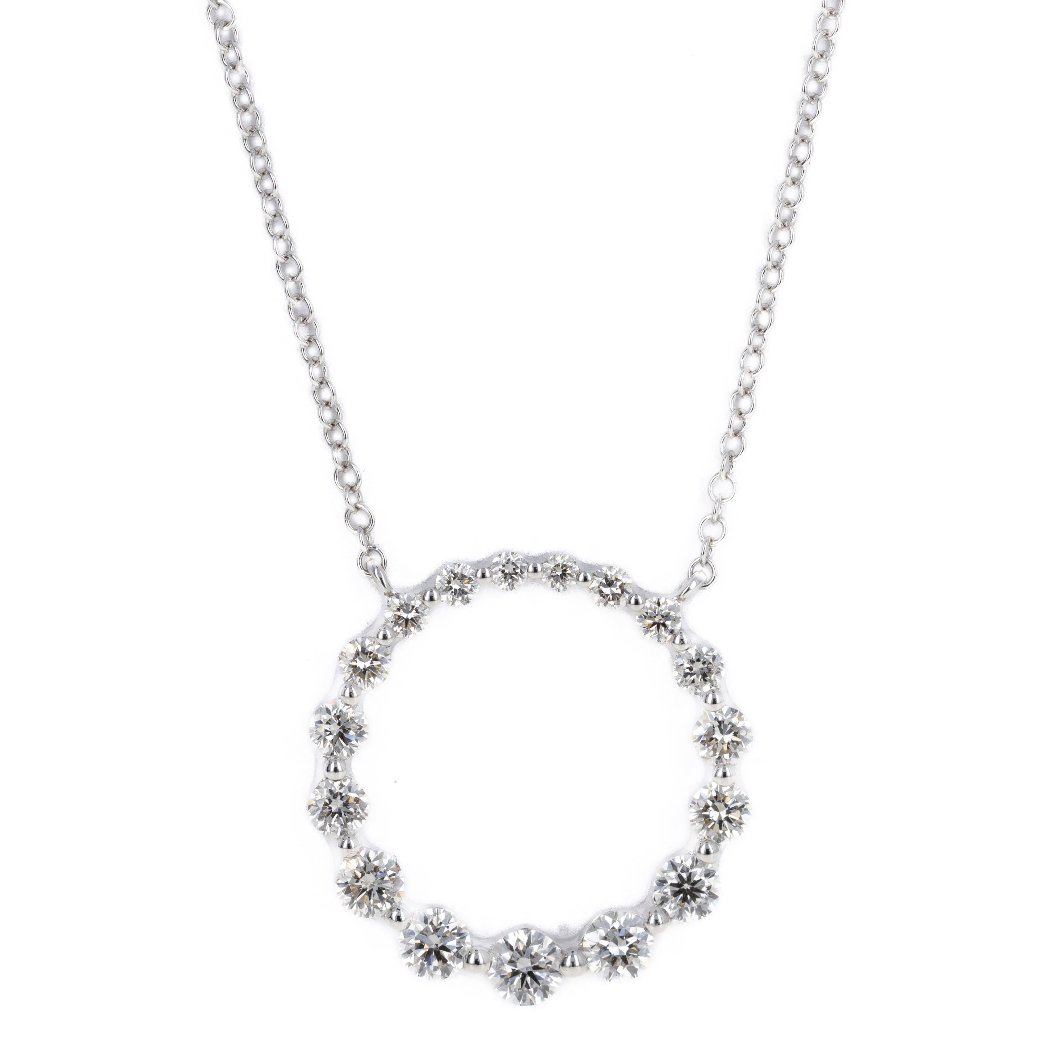 14K White Gold Open Circle 0.77 Carat Diamond Necklace - Queen May