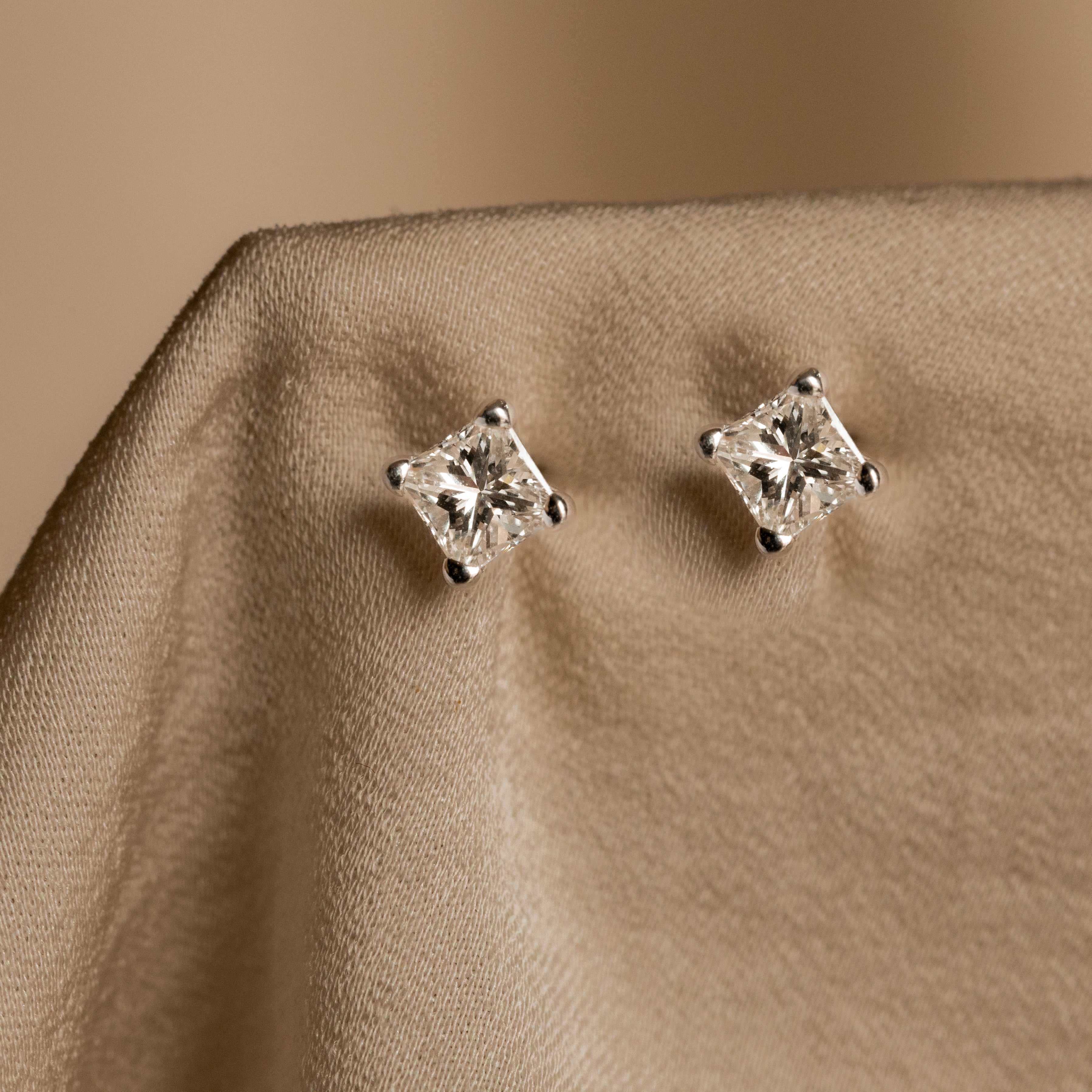 14K Gold 0.37 Carat Princess Diamond Martini Stud Earrings - Queen May