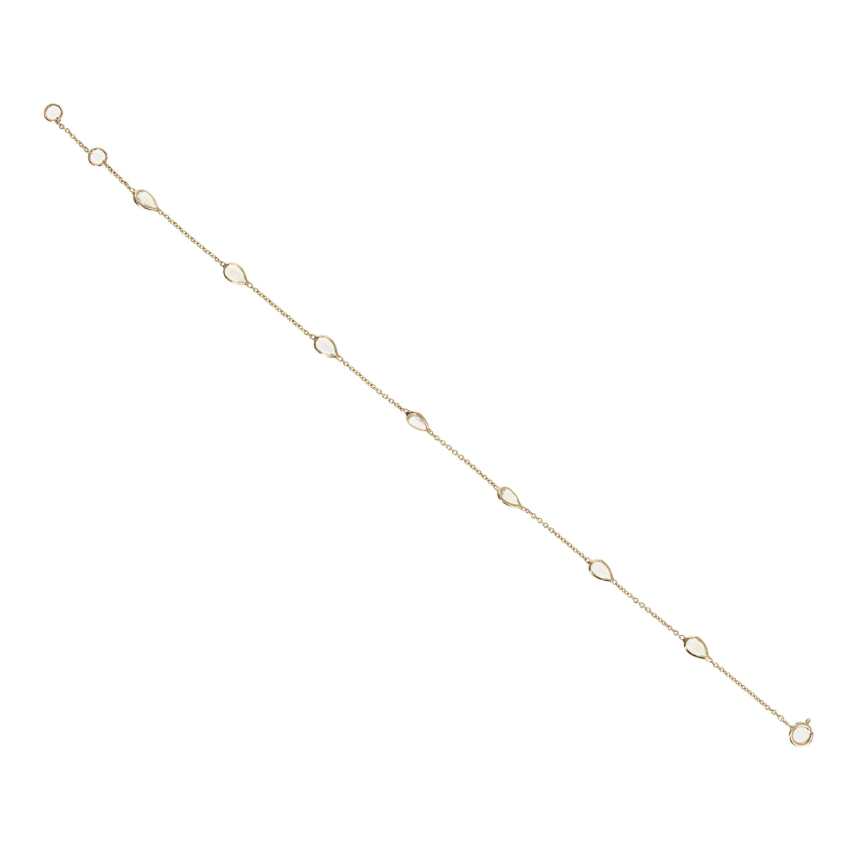 14K Yellow Gold 1.34 Carat Moonstone Bezel Station Bracelet - Queen May