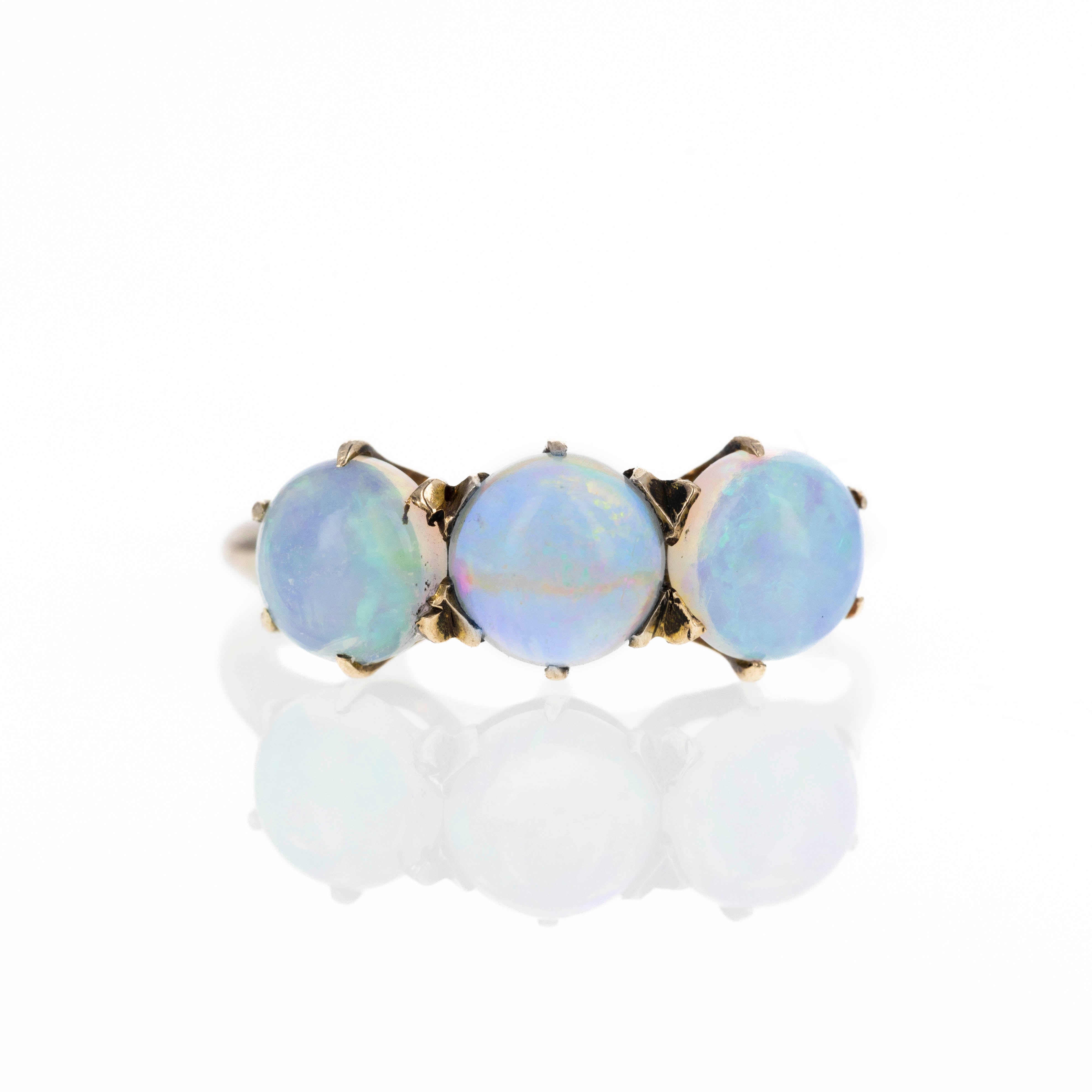 Victorian 10K Yellow Gold Opal Cabochon Ring - Queen May