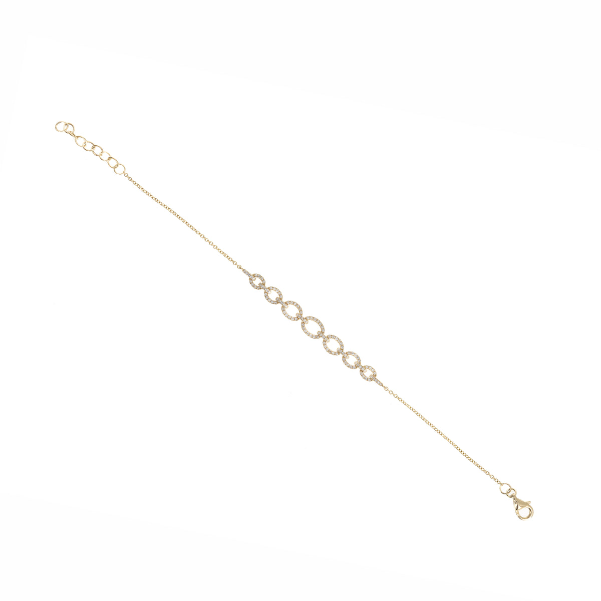14K Yellow Gold Oval Link Pave 0.38 Carat Diamond Bracelet - Queen May