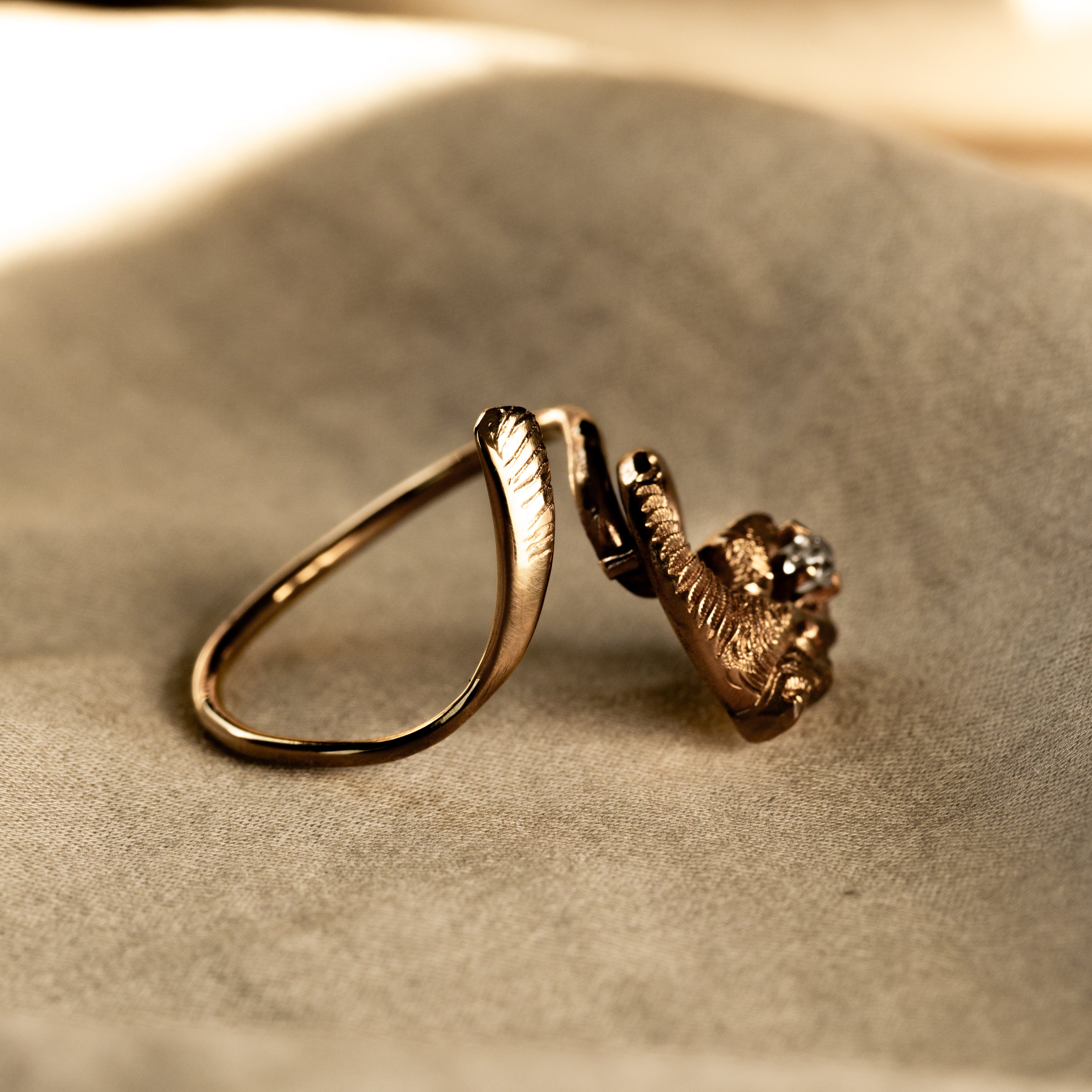 Victorian 14K Gold Diamond Griffin Stick Pin Conversion Ring - Queen May