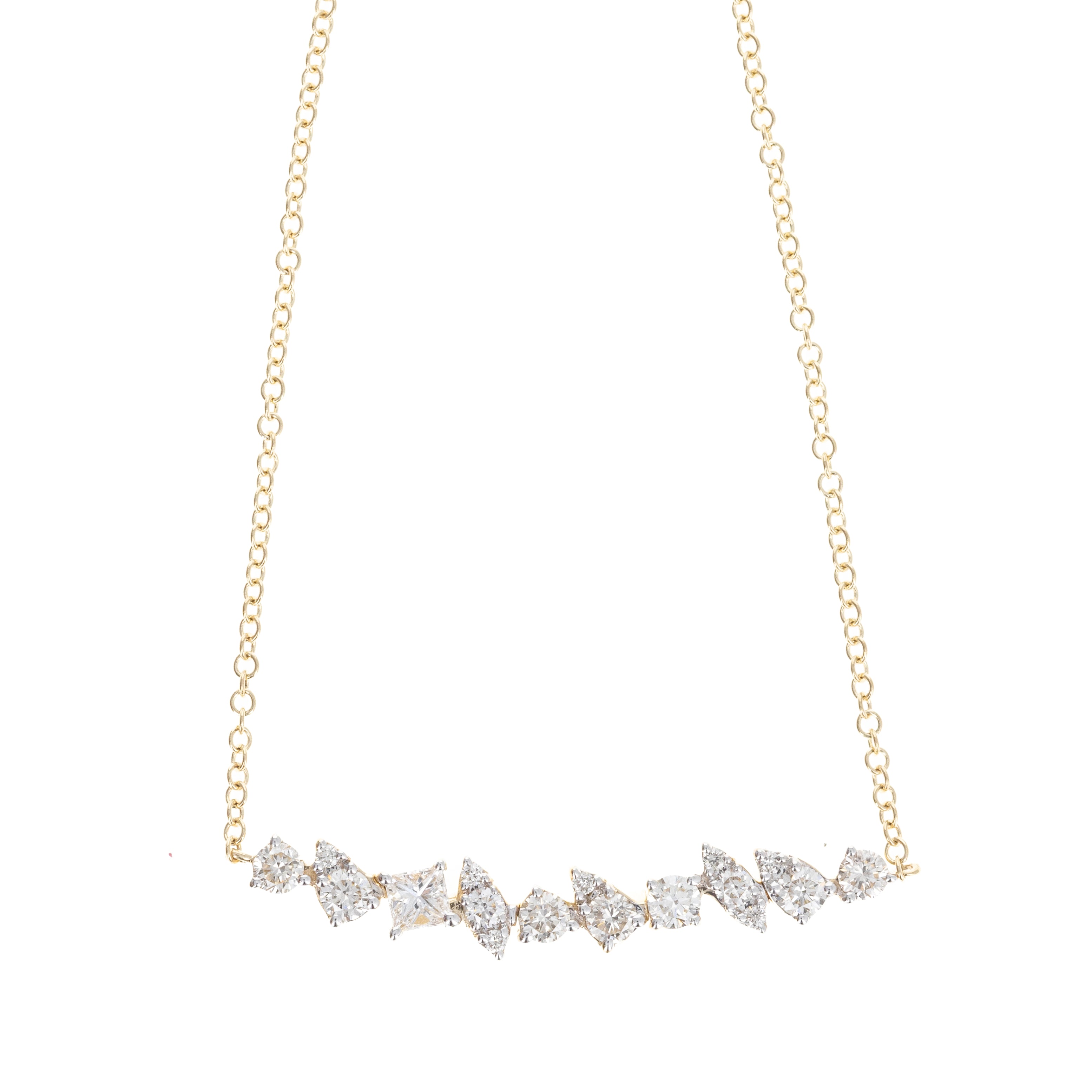 14K Gold Multi Shaped Illusion Diamond Chain Bracelet - Queen May