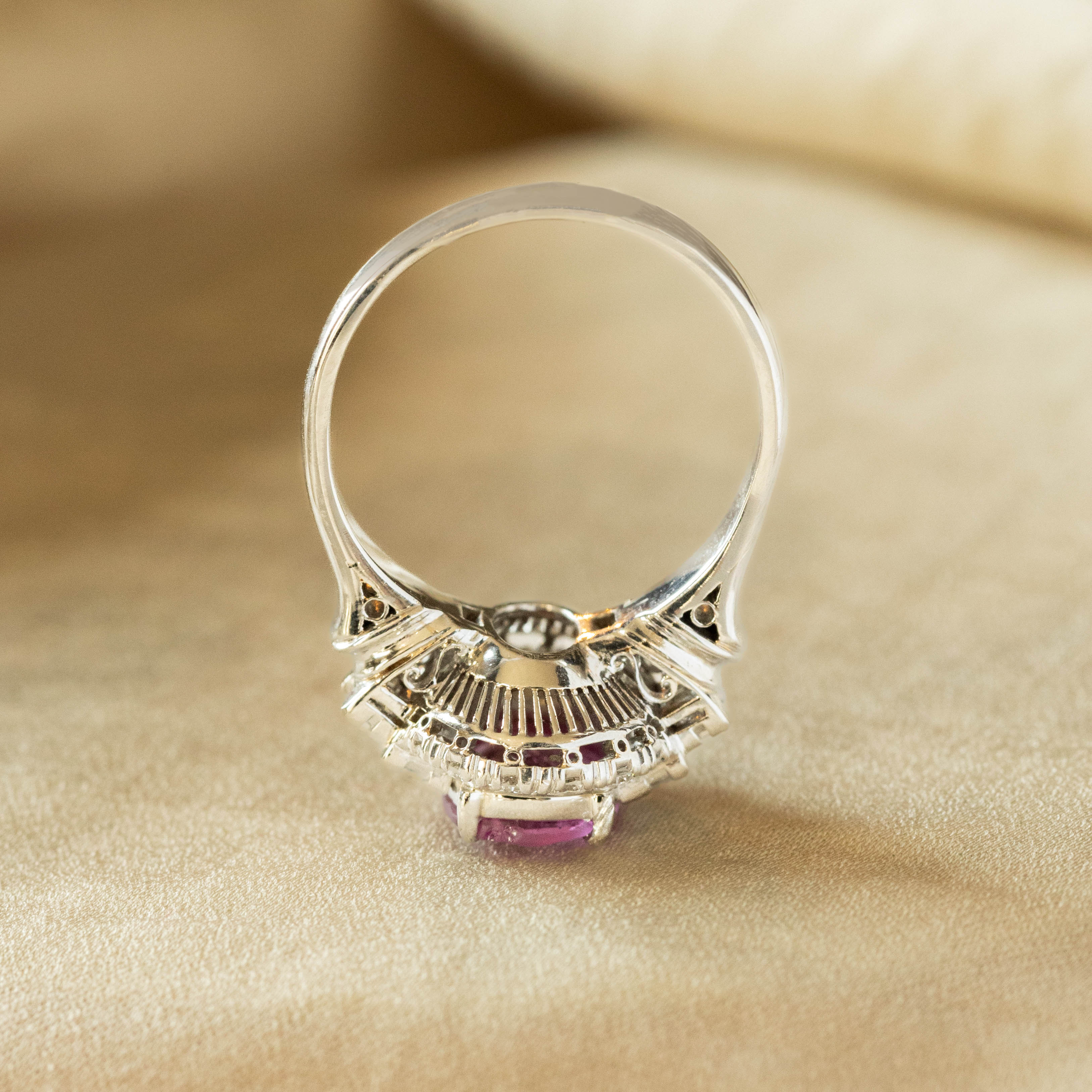 1.31 Carat Cushion Pink Sapphire Diamond Ring - Queen May