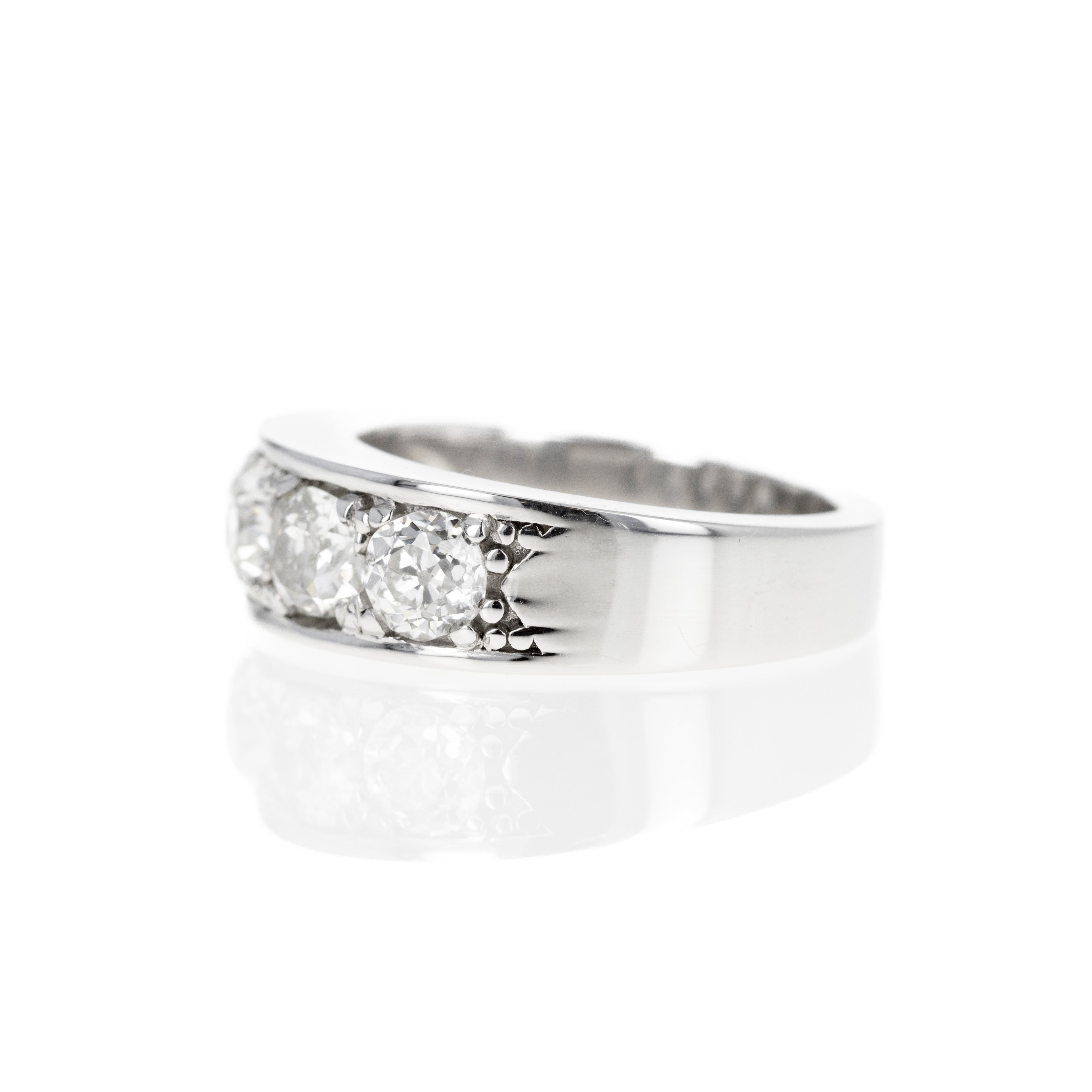 Art Deco Inspired Platinum 2.42 Carat Diamond Five Stone Band - Queen May