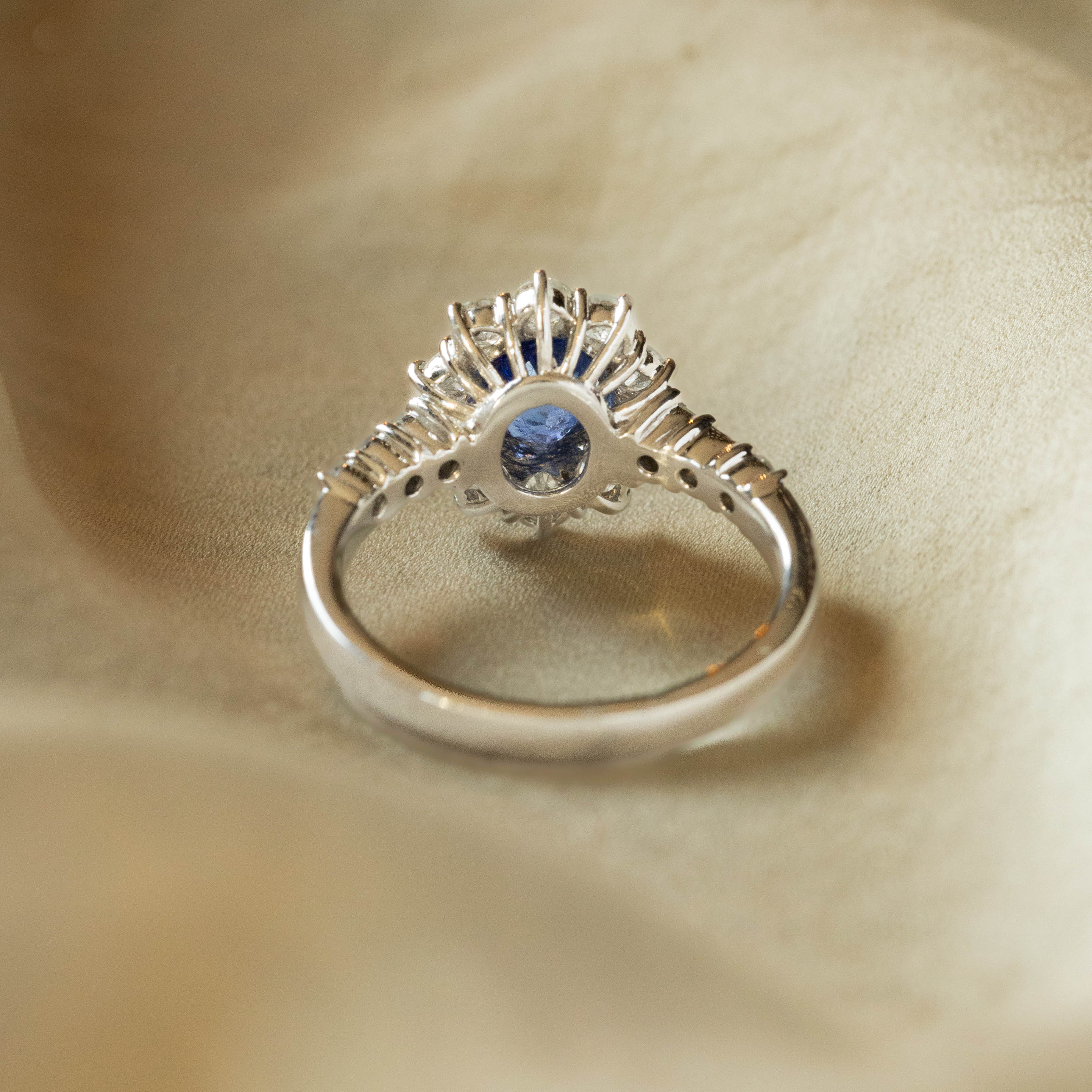 1.16 Carat Oval Natural Sapphire & Diamond Halo Ring - Queen May