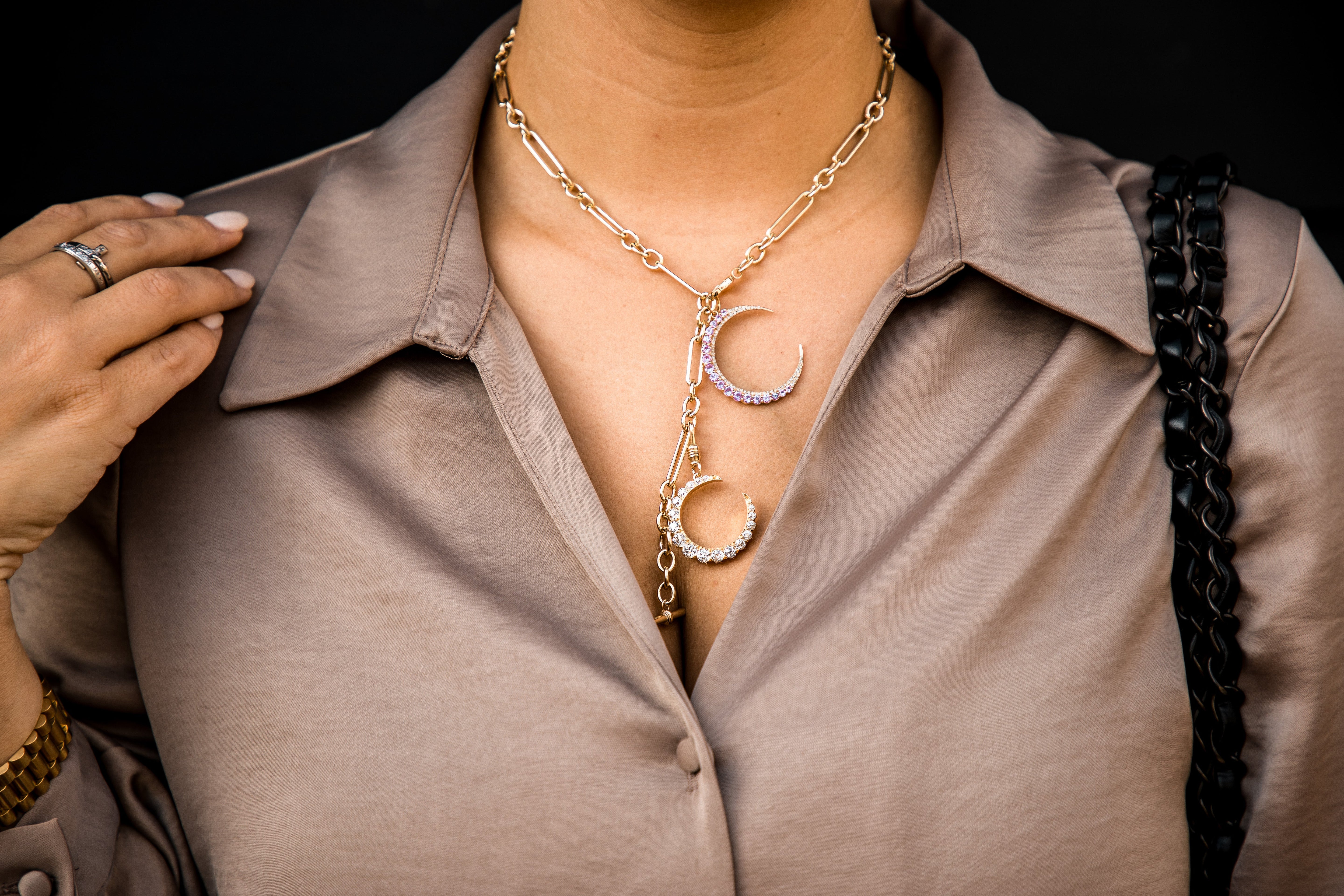 14K Gold Trombone Link Pocket Watch Style Chain - Queen May