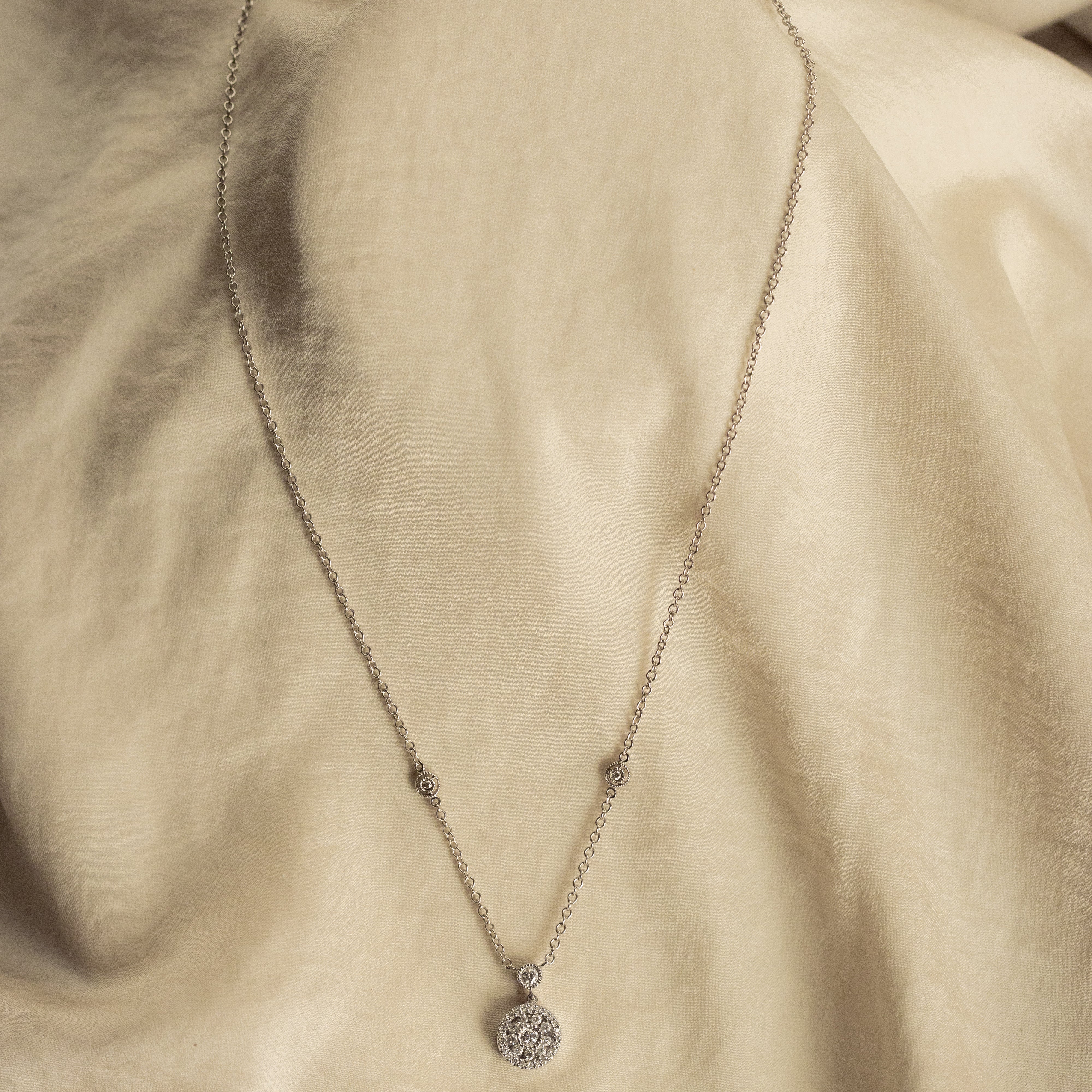 14K Gold 0.25 Carat Diamond Halo Pendant Necklace - Queen May