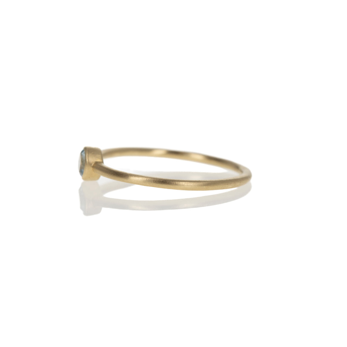 14K Yellow Gold 0.17 Carat Aquamarine Bezel Brushed Ring - Queen May