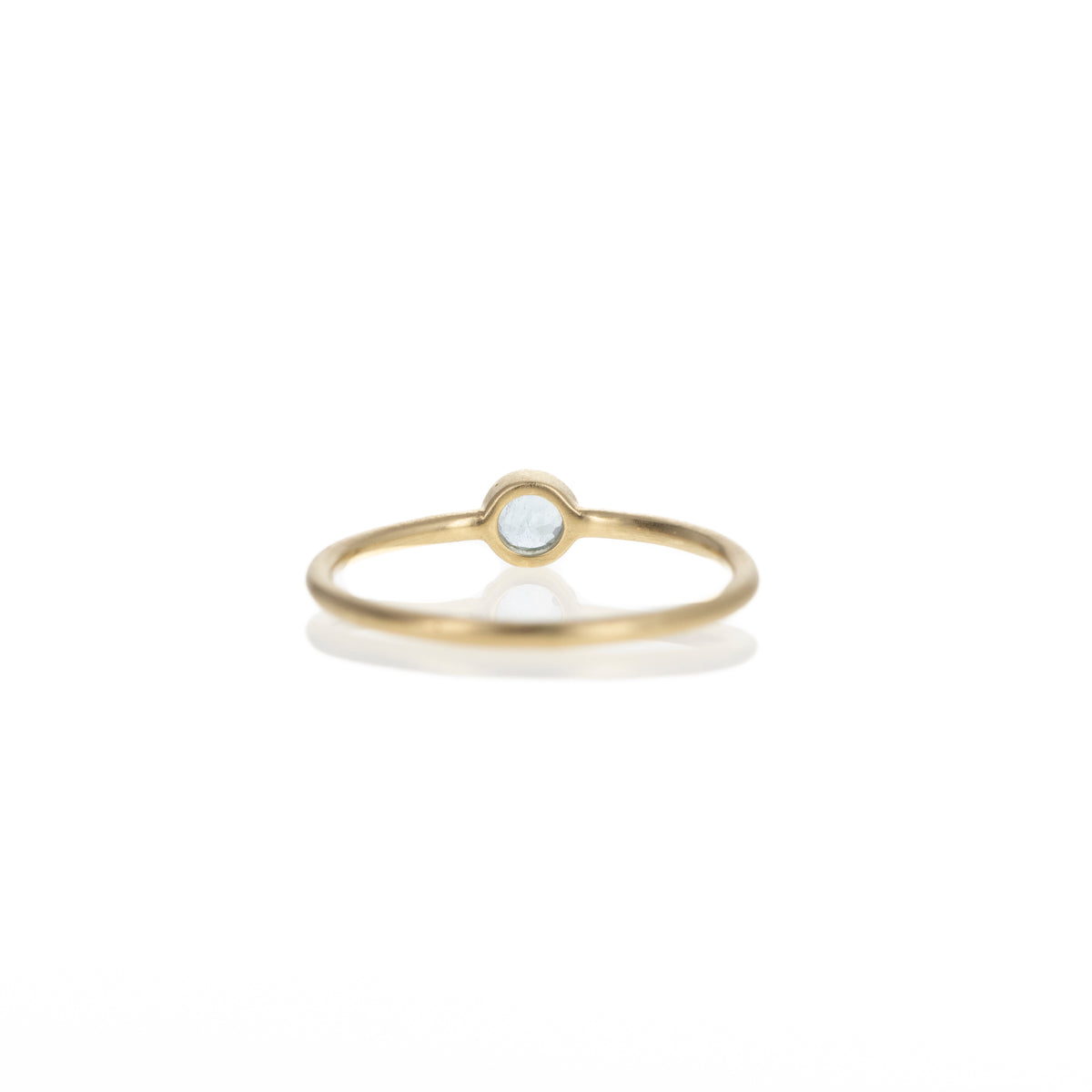 14K Yellow Gold 0.17 Carat Aquamarine Bezel Brushed Ring - Queen May